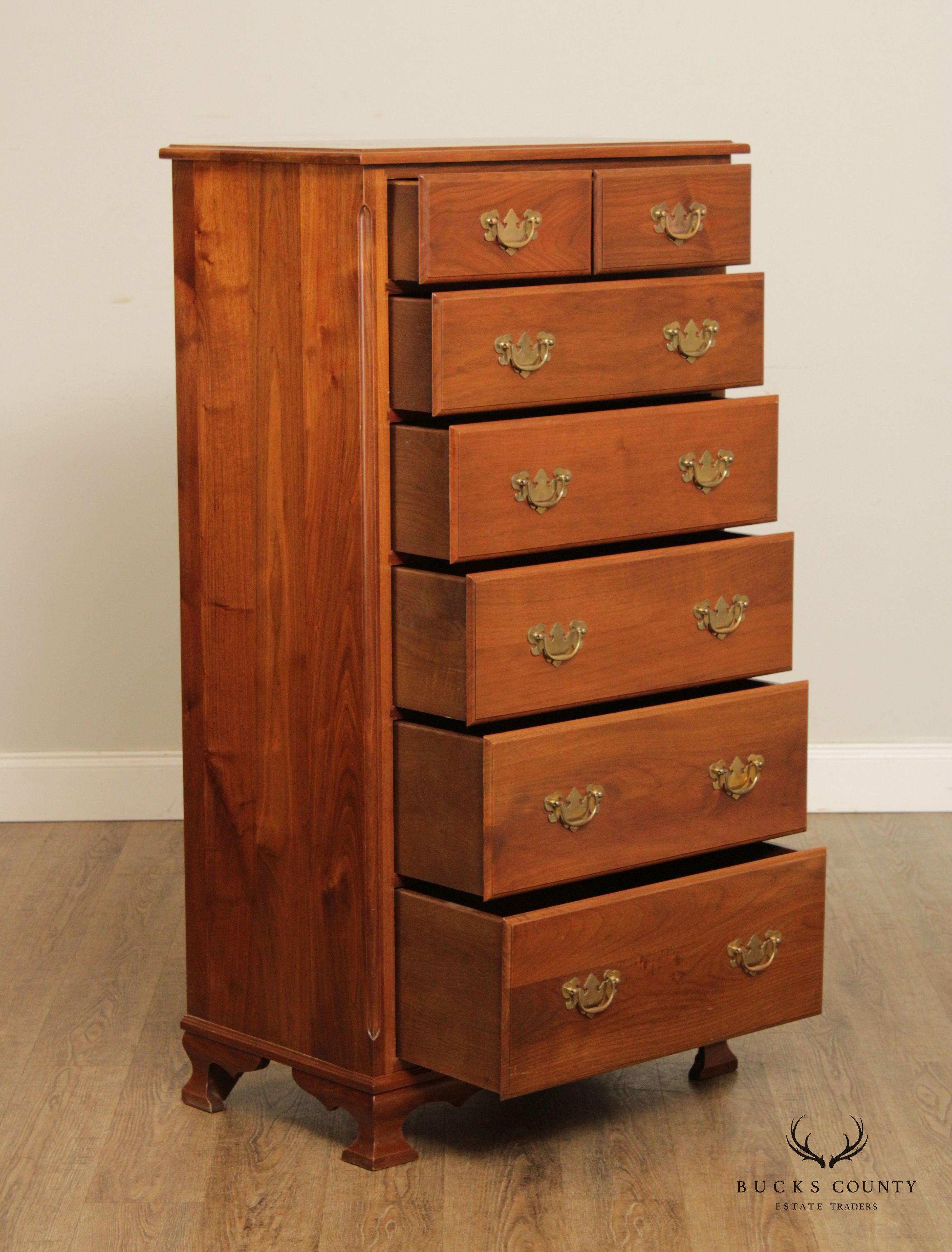 Chippendale Style Custom Crafted Solid Walnut Tall Chest (B)