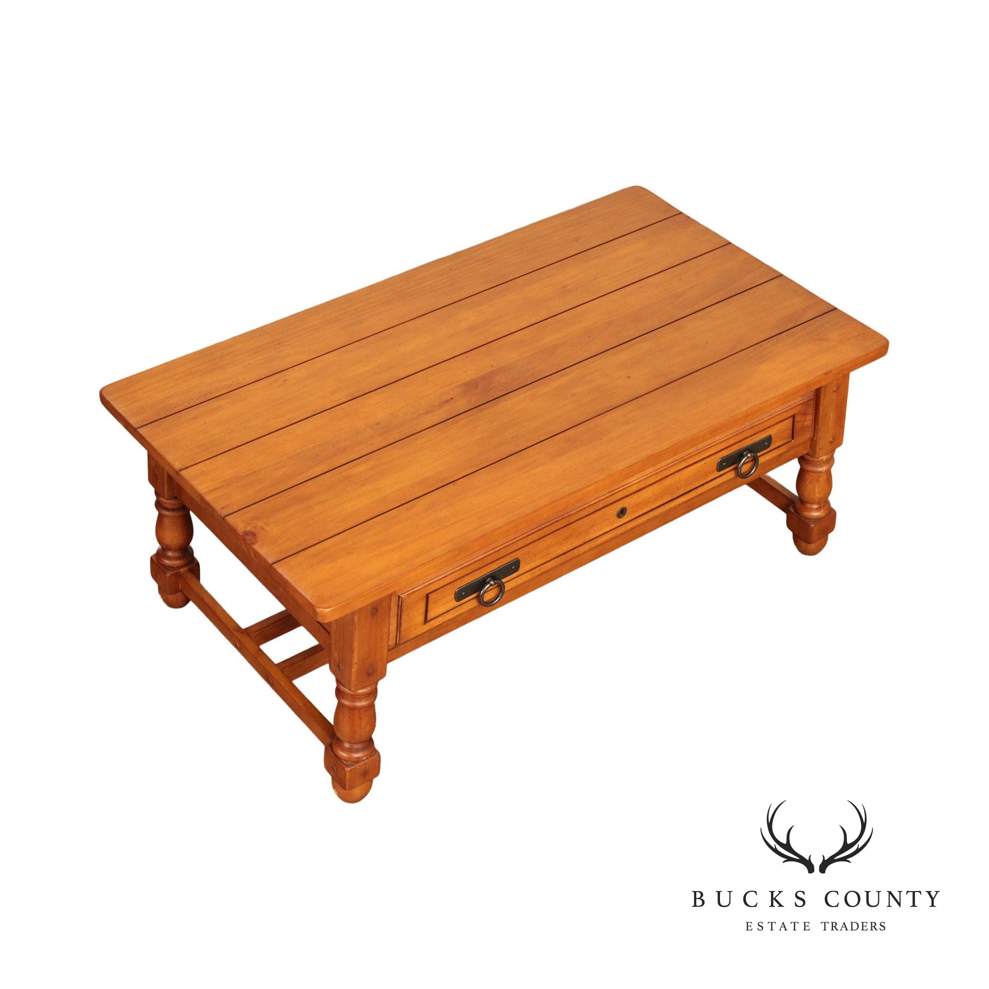 English Traditional Style Pine One-Drawer Coffee Table