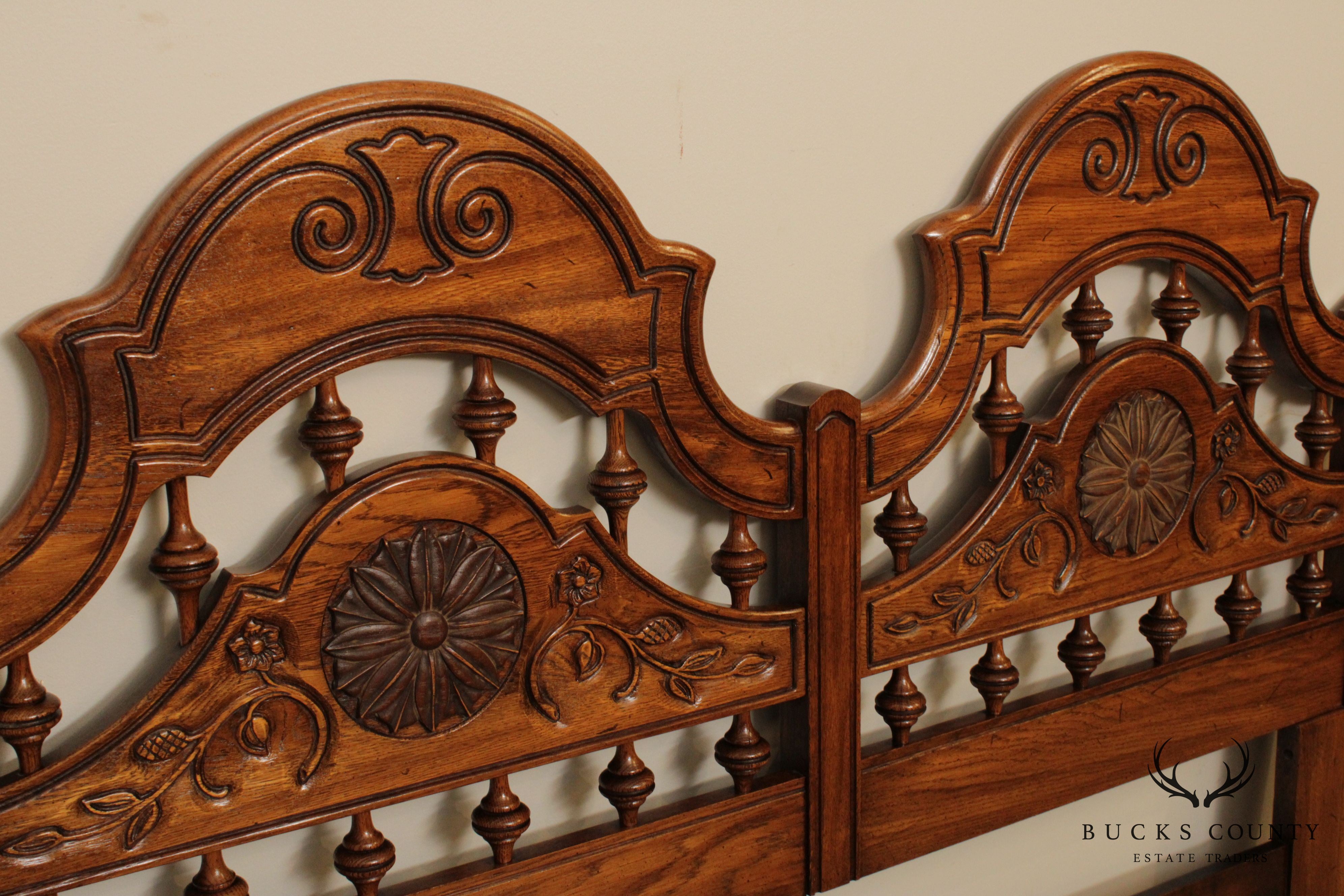 Thomasville French Country Style Vintage Oak Full or Queen Headboard