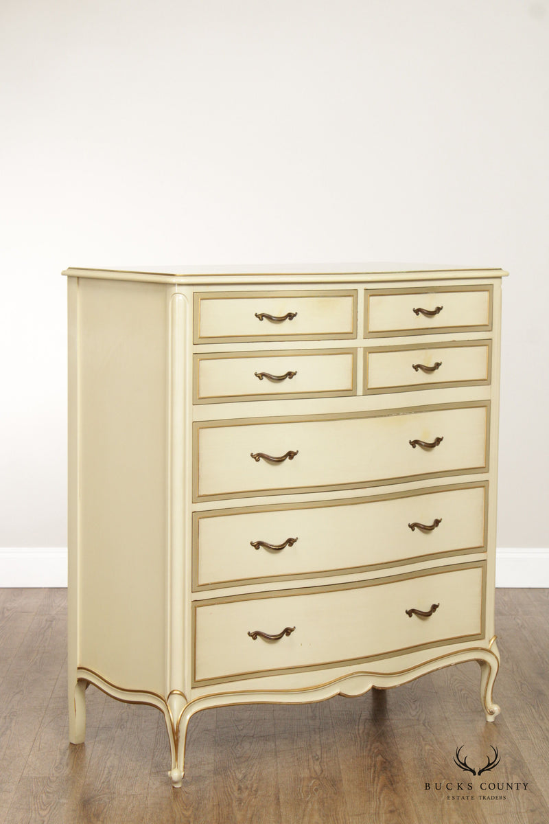 Drexel Touraine French Provincial Style Painted Tall Chest of Drawers
