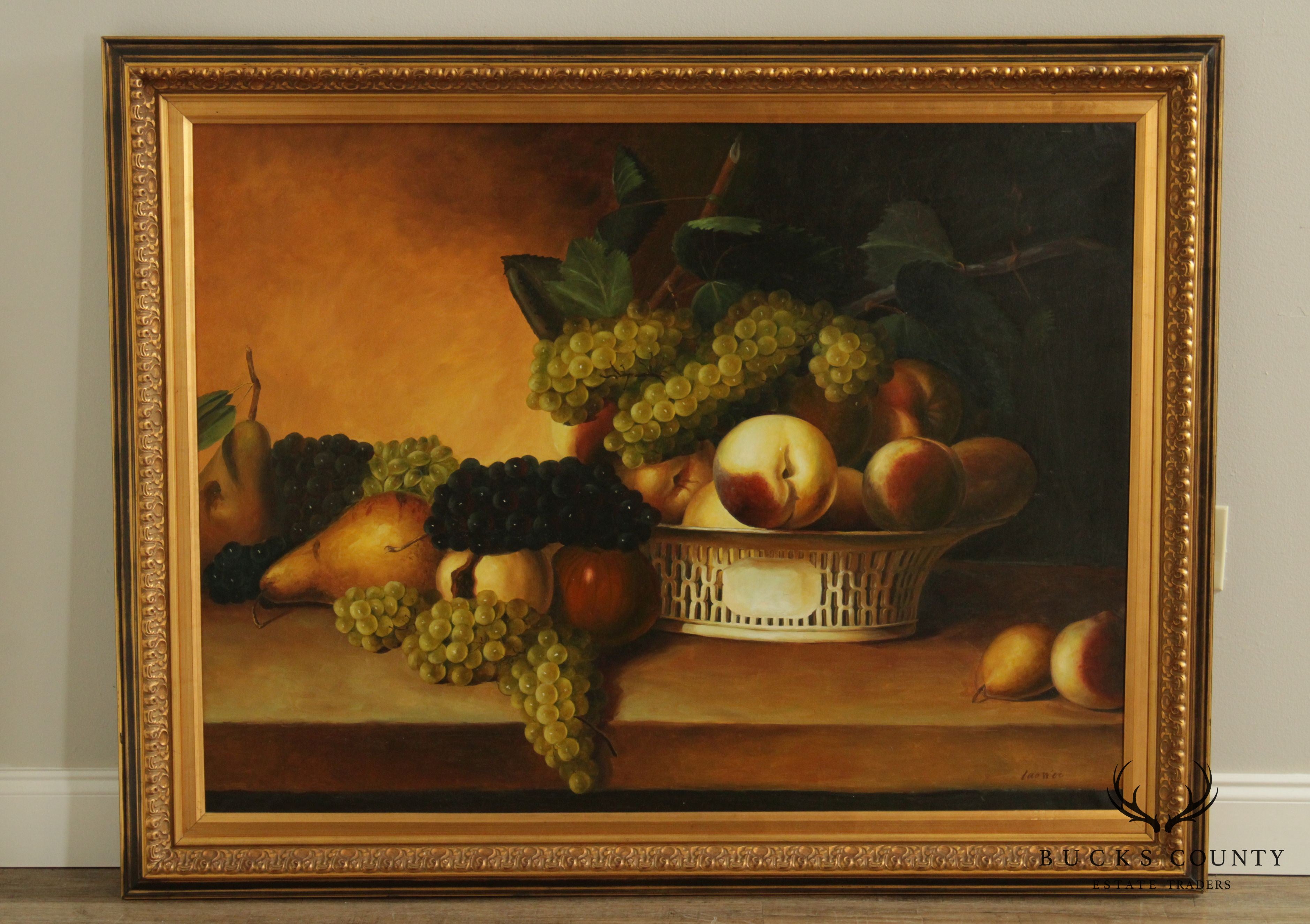 Custom Framed Still Life Oil Painting on Canvas Fruit Basket