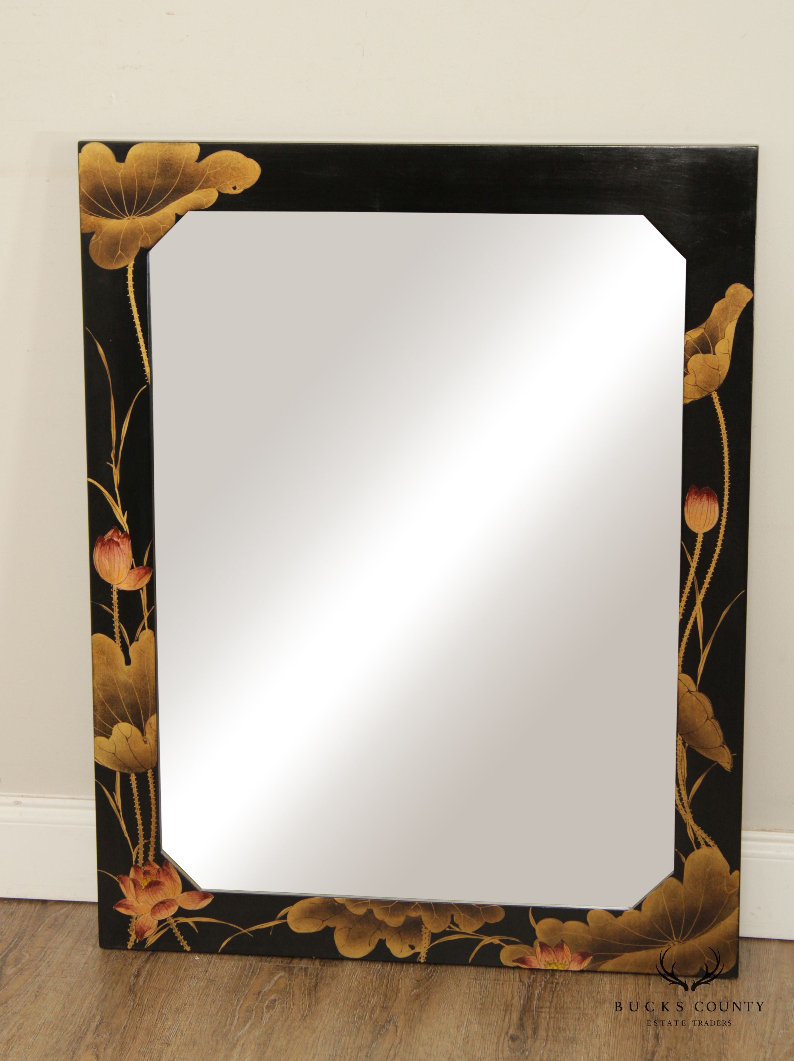 Fortune Chinoiserie Lacquered Beveled Wall Mirror