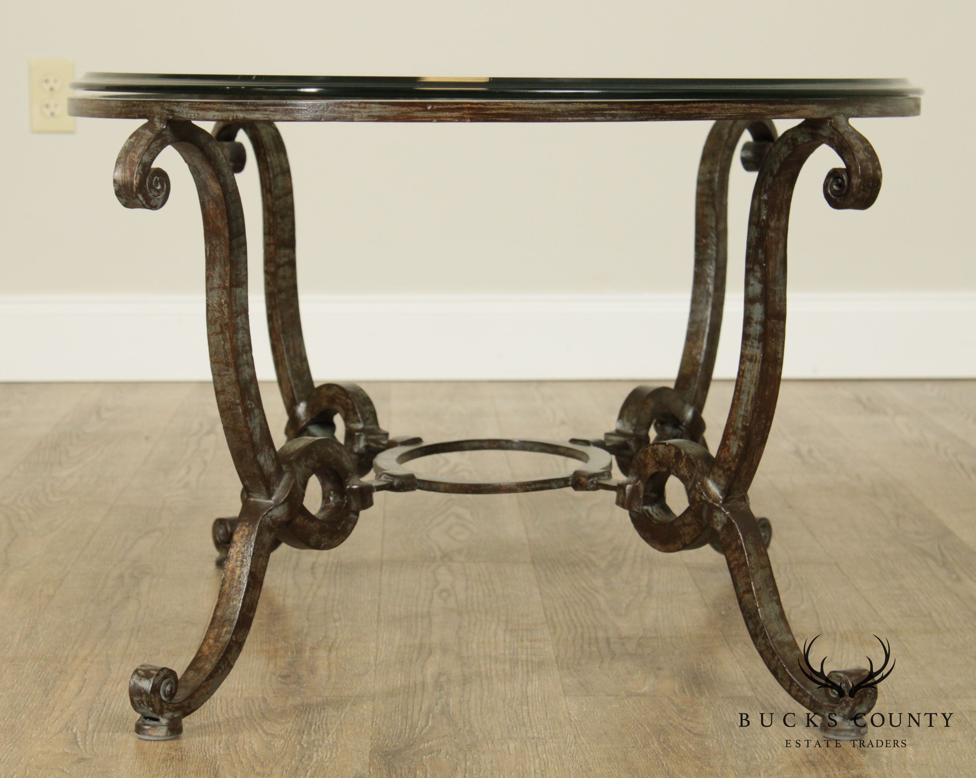 Quality Hand Forged Steel Oval Glass Top Coffee Table