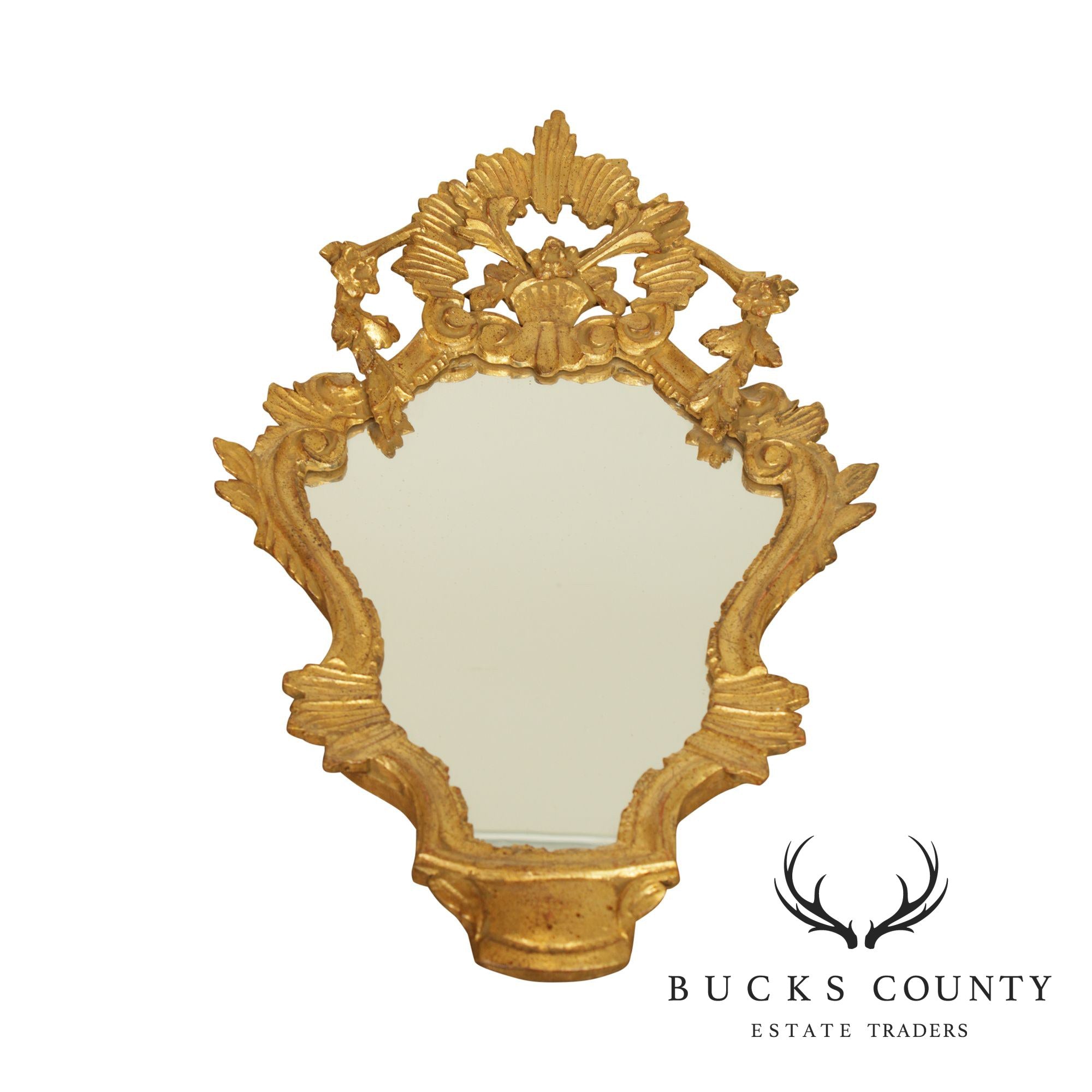 Vintage Giltwood Carved Italian Florentine Wall Mirror