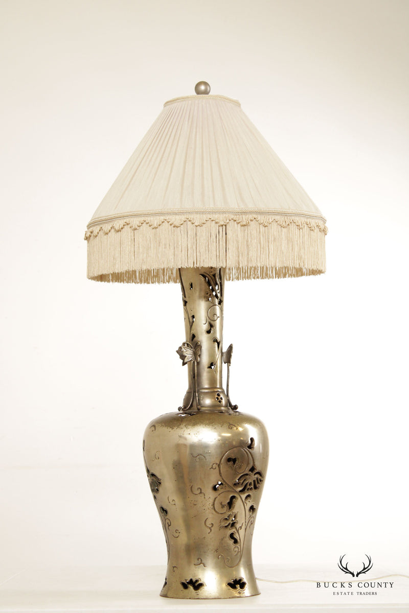 Mid Century Pierced Brass Butterfly Table Lamp