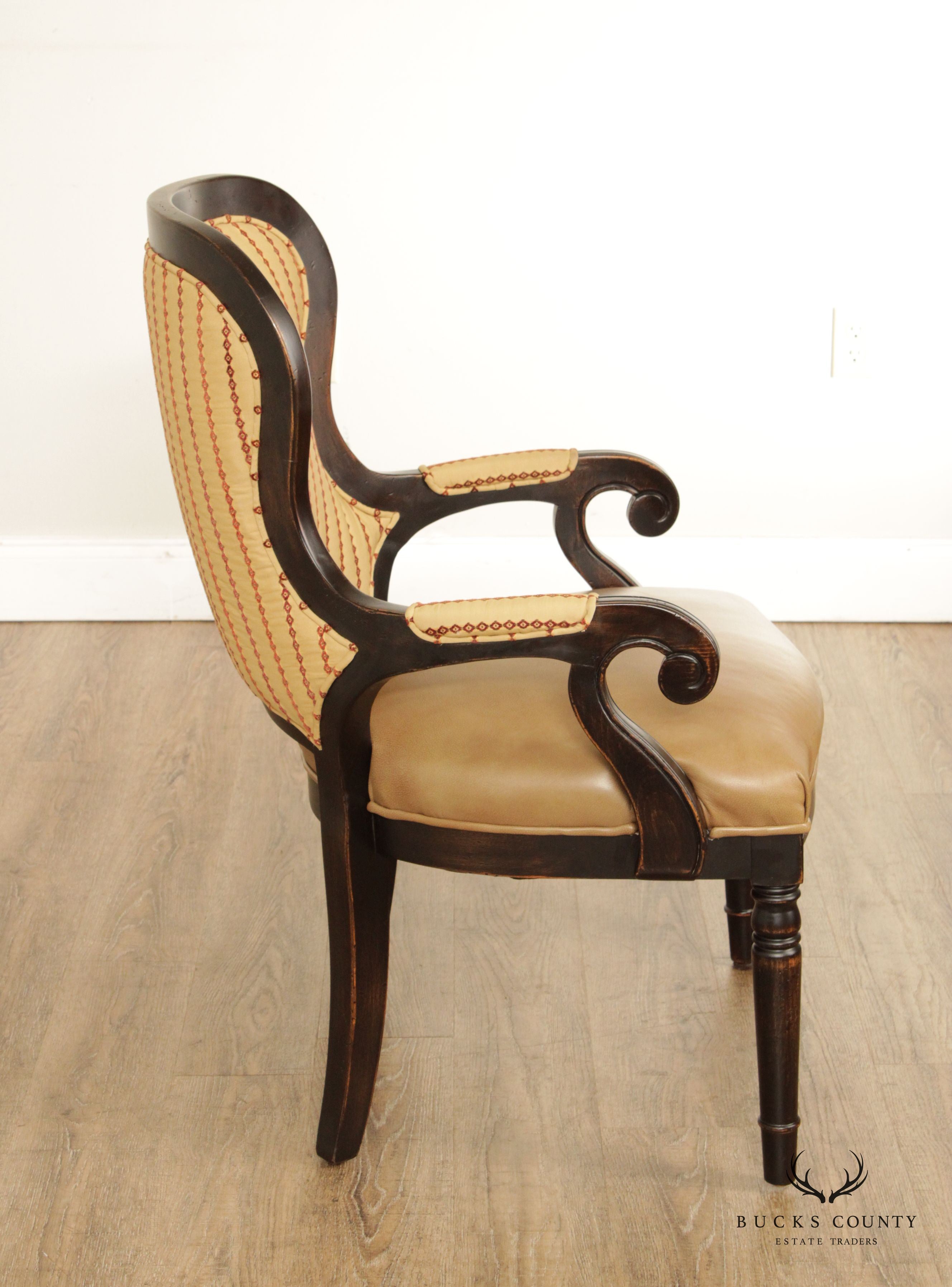 William IV Style Carved Oak Spoonback Fauteuil Armchair