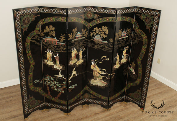 Vintage Chinese 6 Panel Lacquered Room Divider