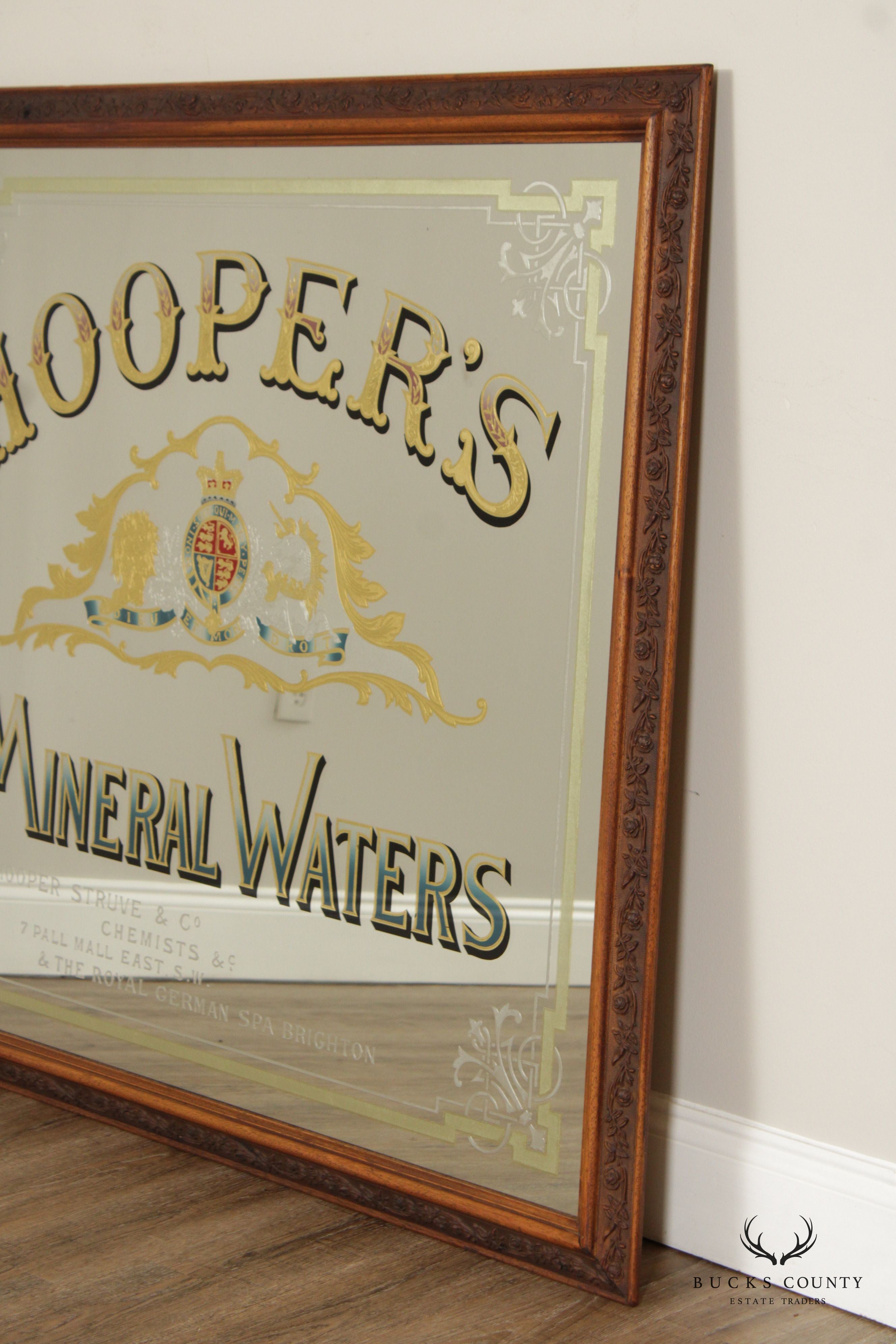 HOOPER'S MINERAL WATERS PUB MIRROR, ETCHED AND REVERSE PAINTED