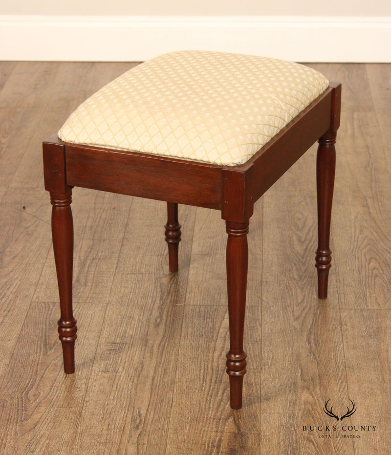 Sheraton Style Custom Crafted Cherry Vanity Bench or Stool