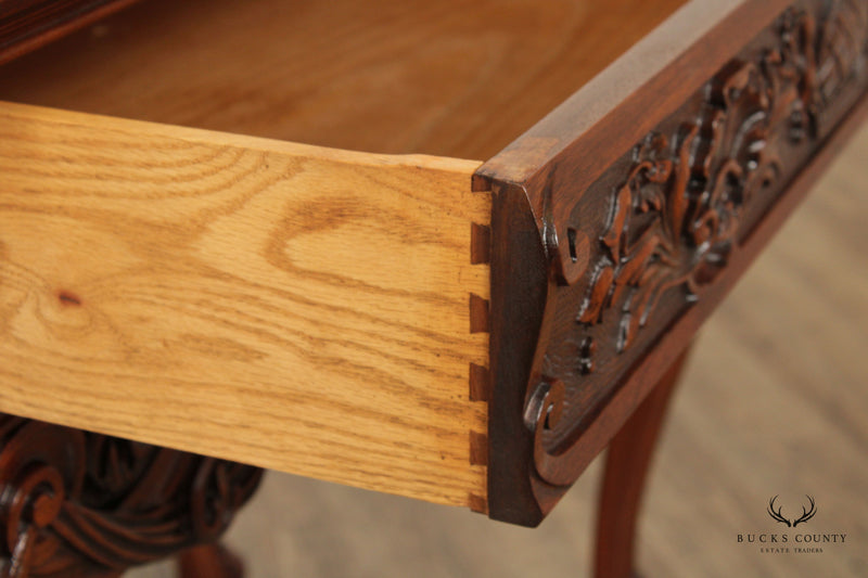 1920's Georgian  Rococo Style Walnut Mahogany Console Table