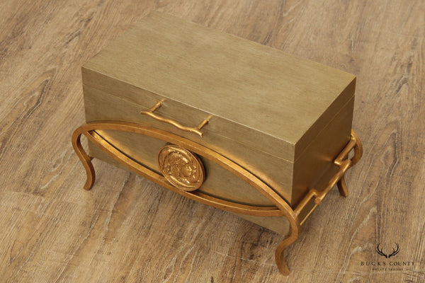 Modern Neoclassical Style Chest on Gilt-Iron Stand