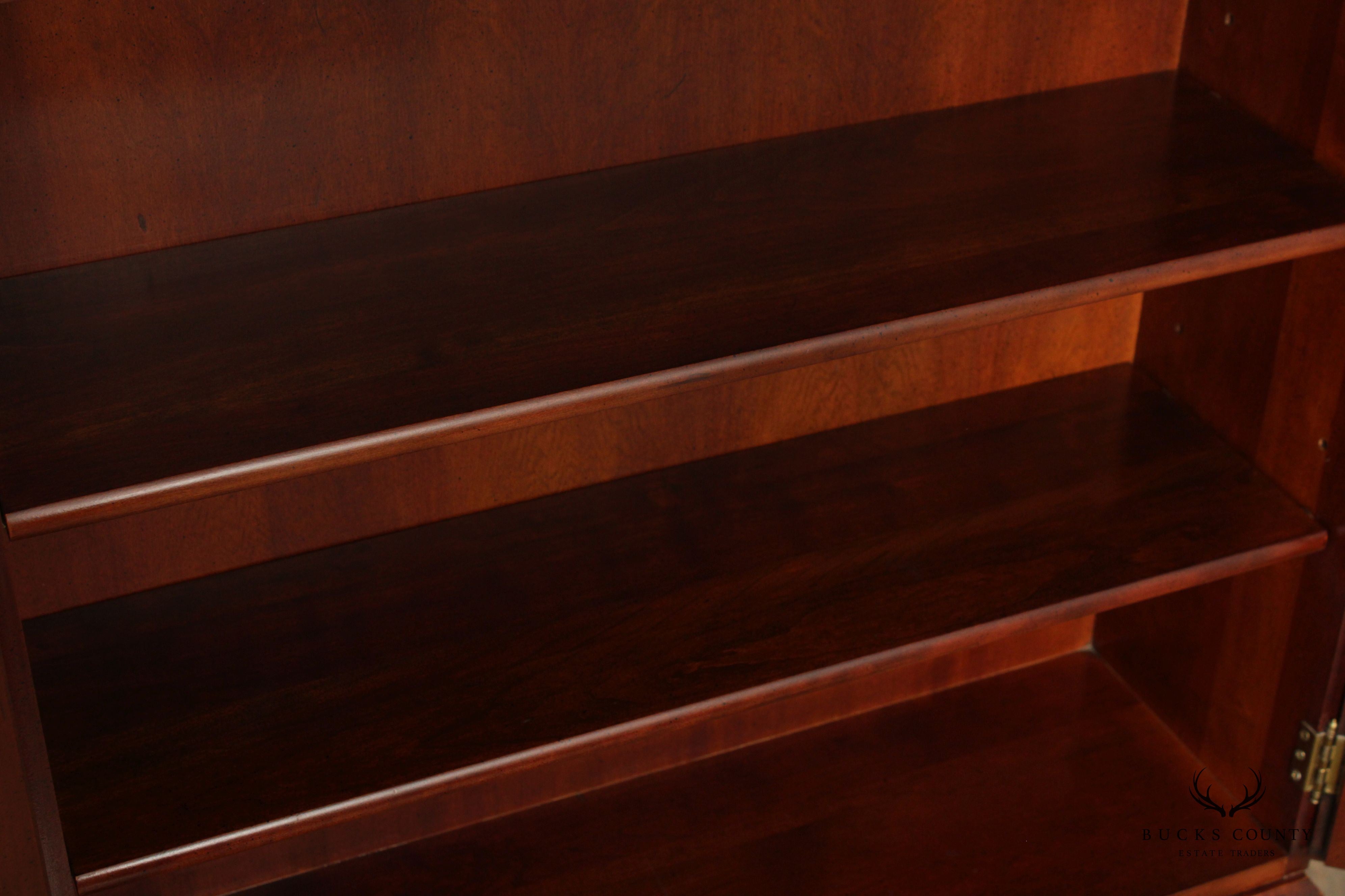 Crescent Queen Anne Style Cherry Secretary Desk Bookcase