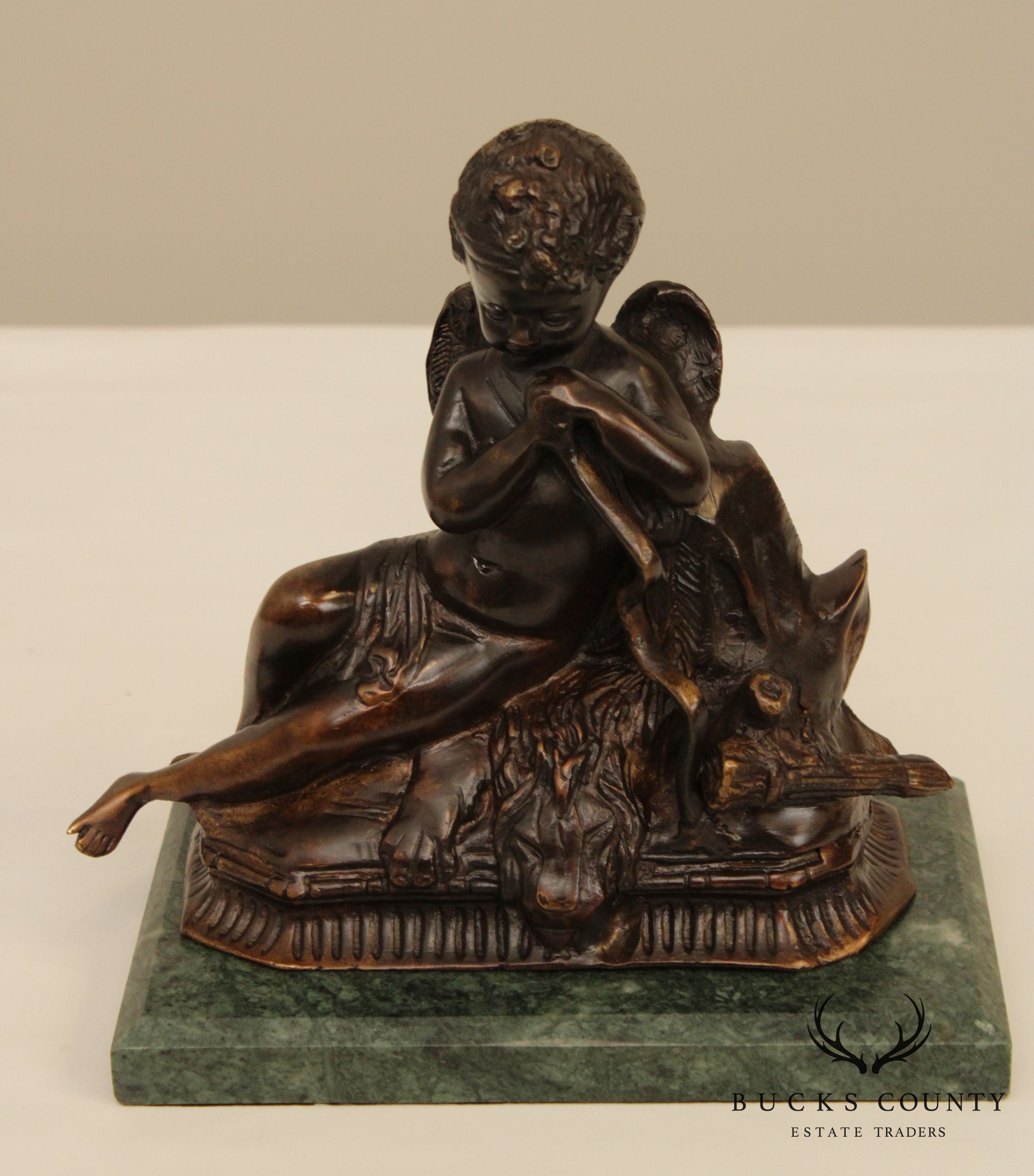 Small Bronze Renaissance Style Statue, Marble Base