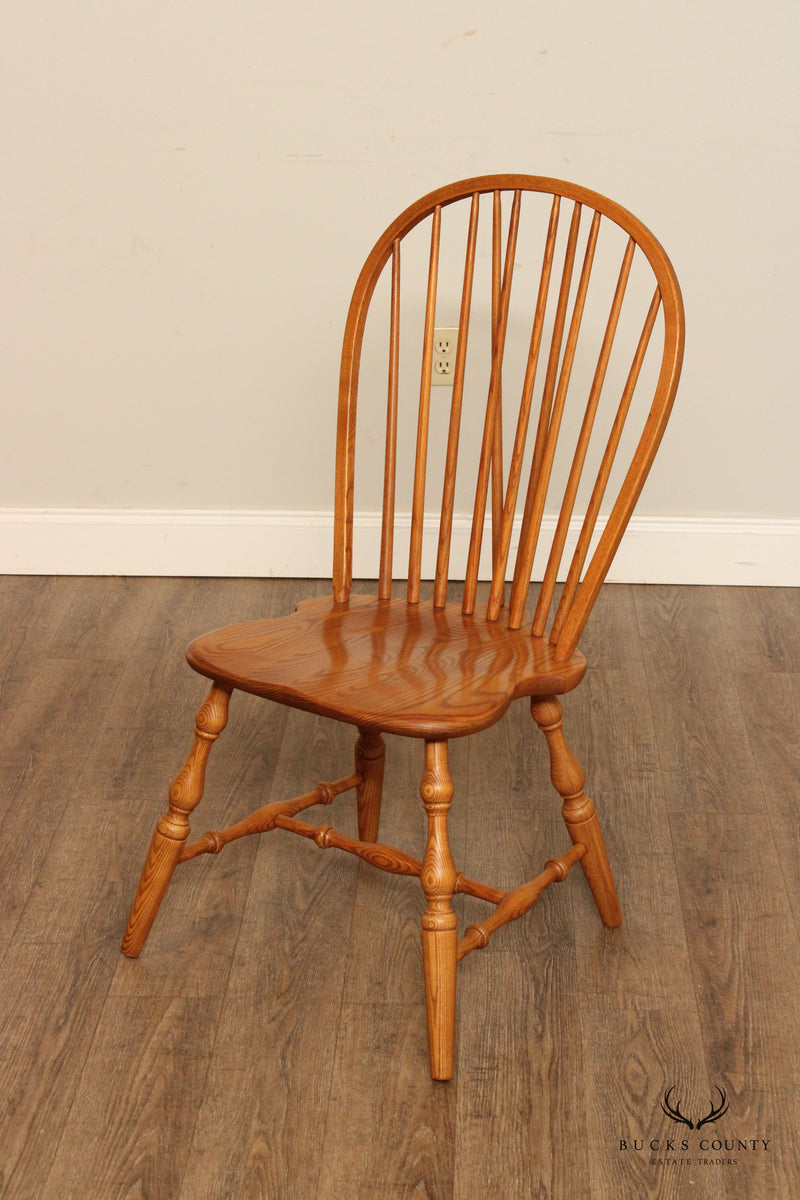 Custom Crafted Set of Four Oak Windsor Dining Chairs