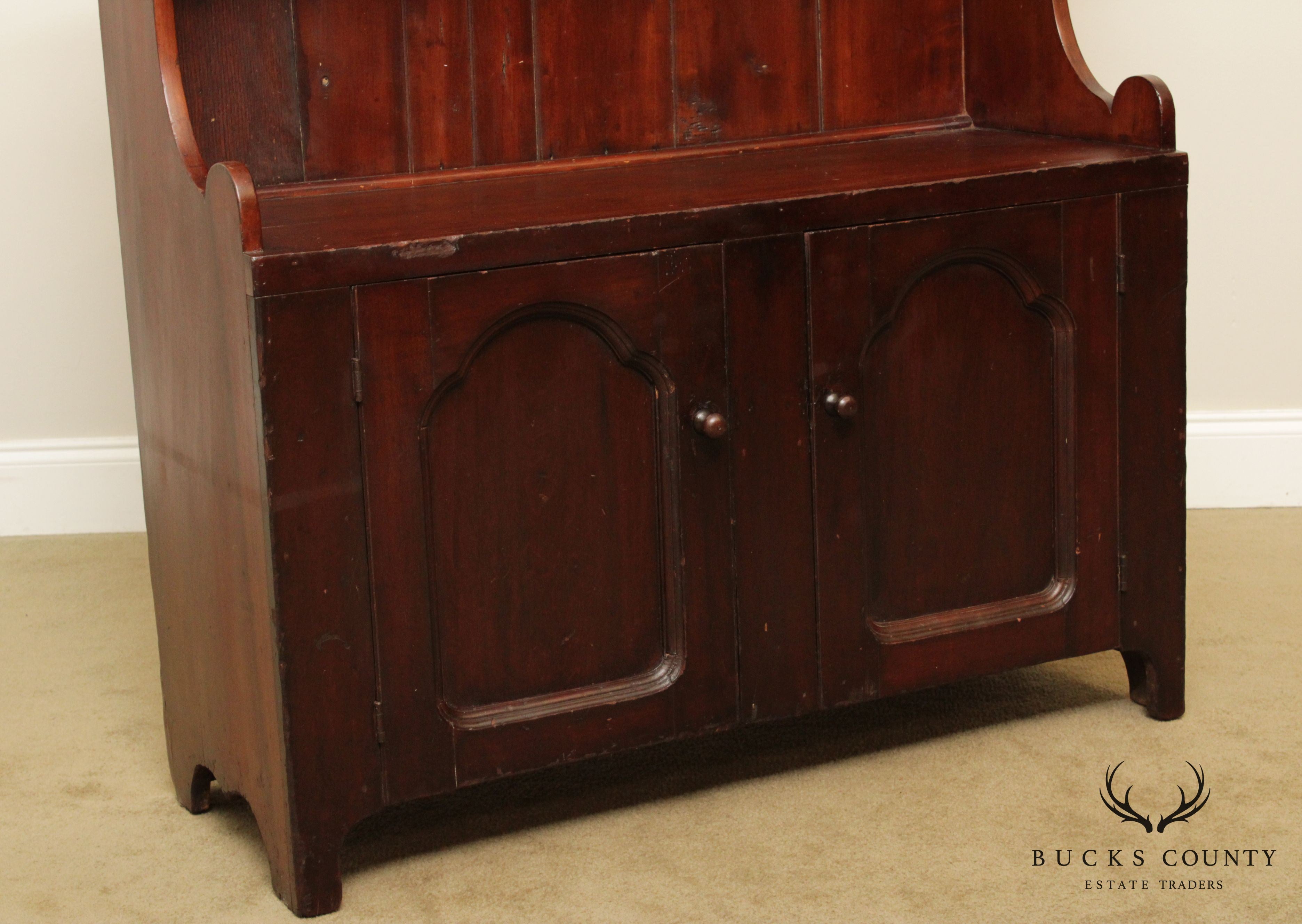 Antique American Pine Bucket Bench