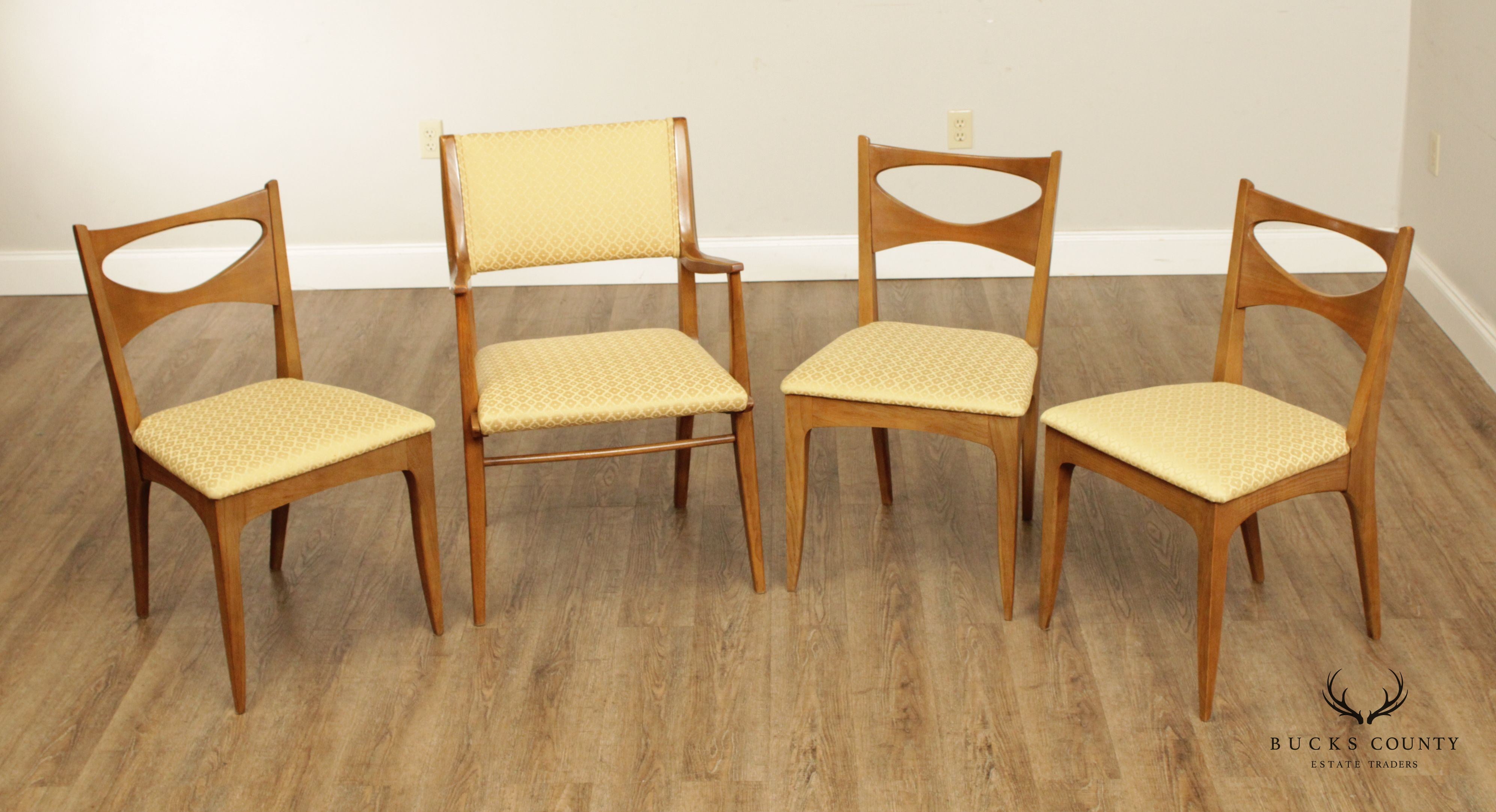 John Van Koert For Drexel Profile Mid Century Modern Set Four Dining Chairs