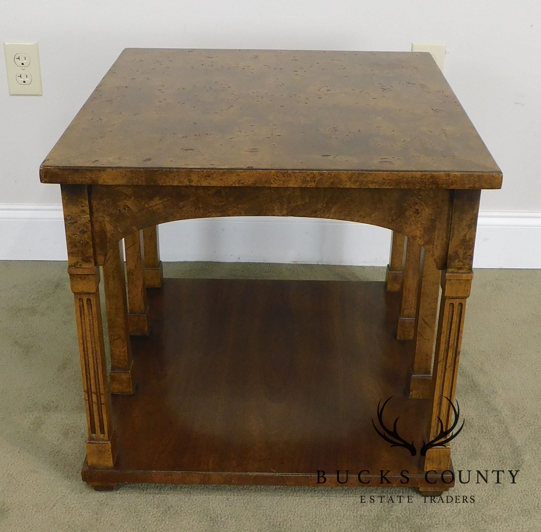 Coliseum Arched Burl Wood Mid Century Gibbings Era Side Table