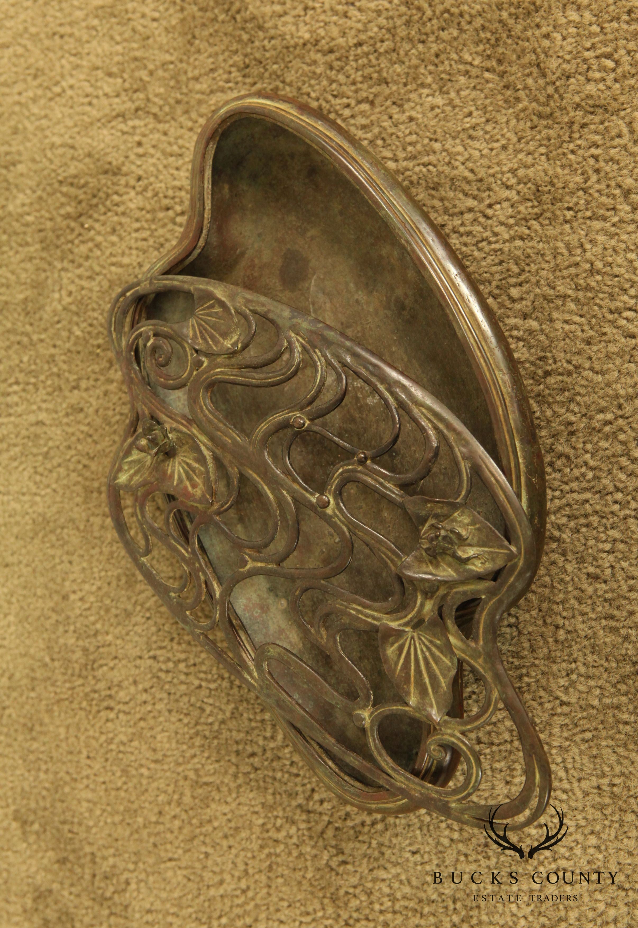 Painted Bronze Pond Form Censer with Frog and Lotus Blossom