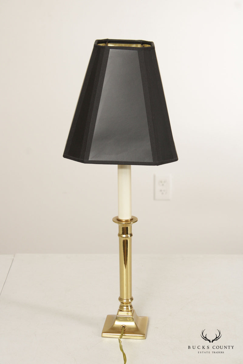 Virginia Metalcrafters Pair of Brass Candlestick Table Lamps