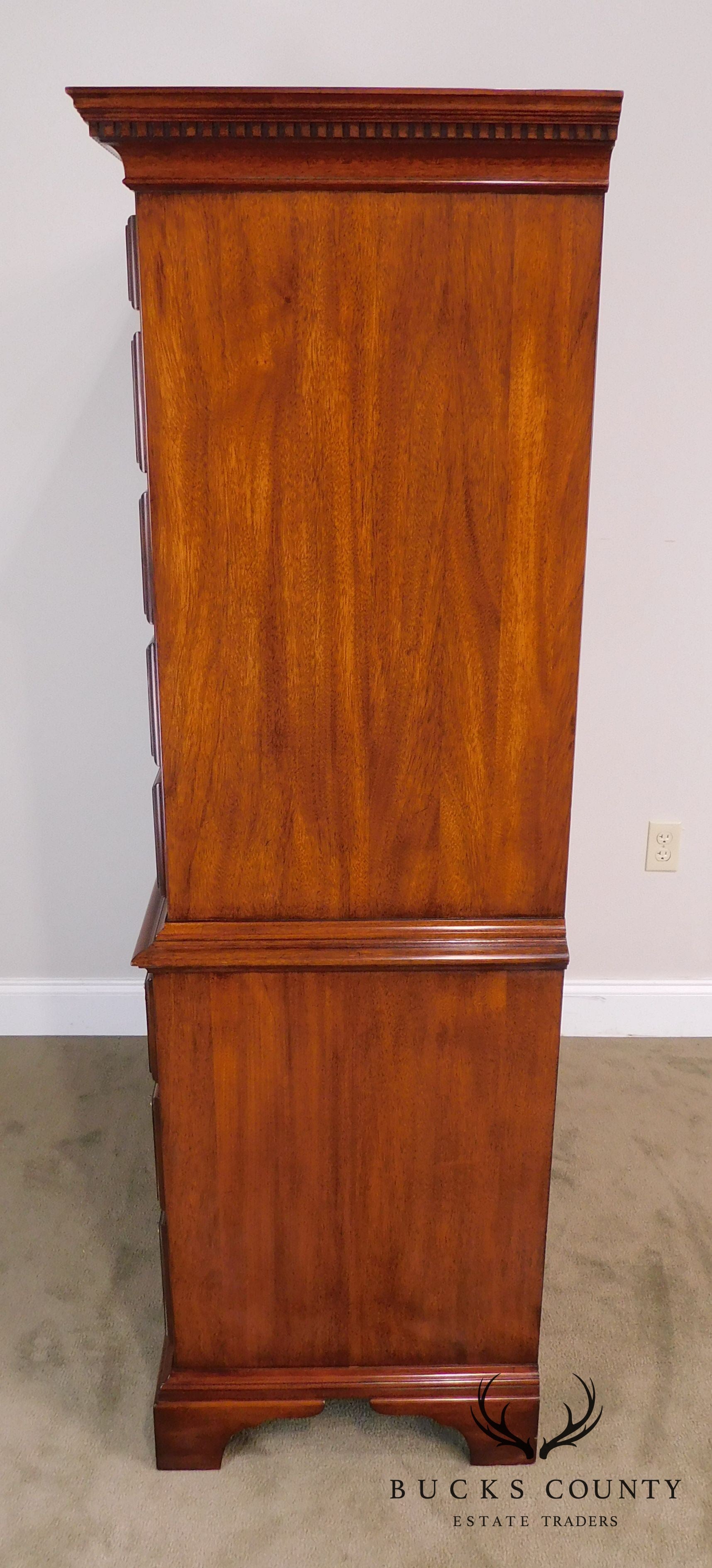 Henkel Harris Chippendale Style # 164 Mahogany High Chest on Chest