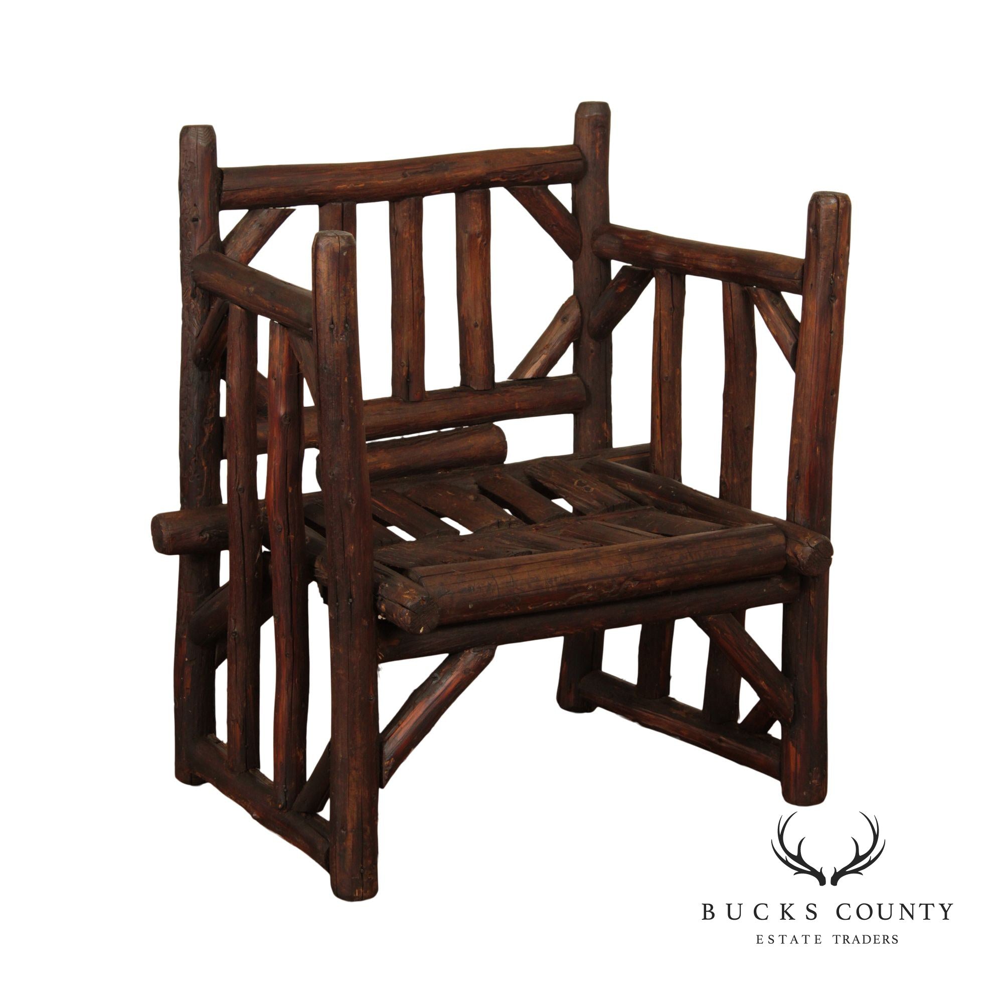 Michigan Cedarcraft Co. Antique Adirondack Style Rustic Armchair