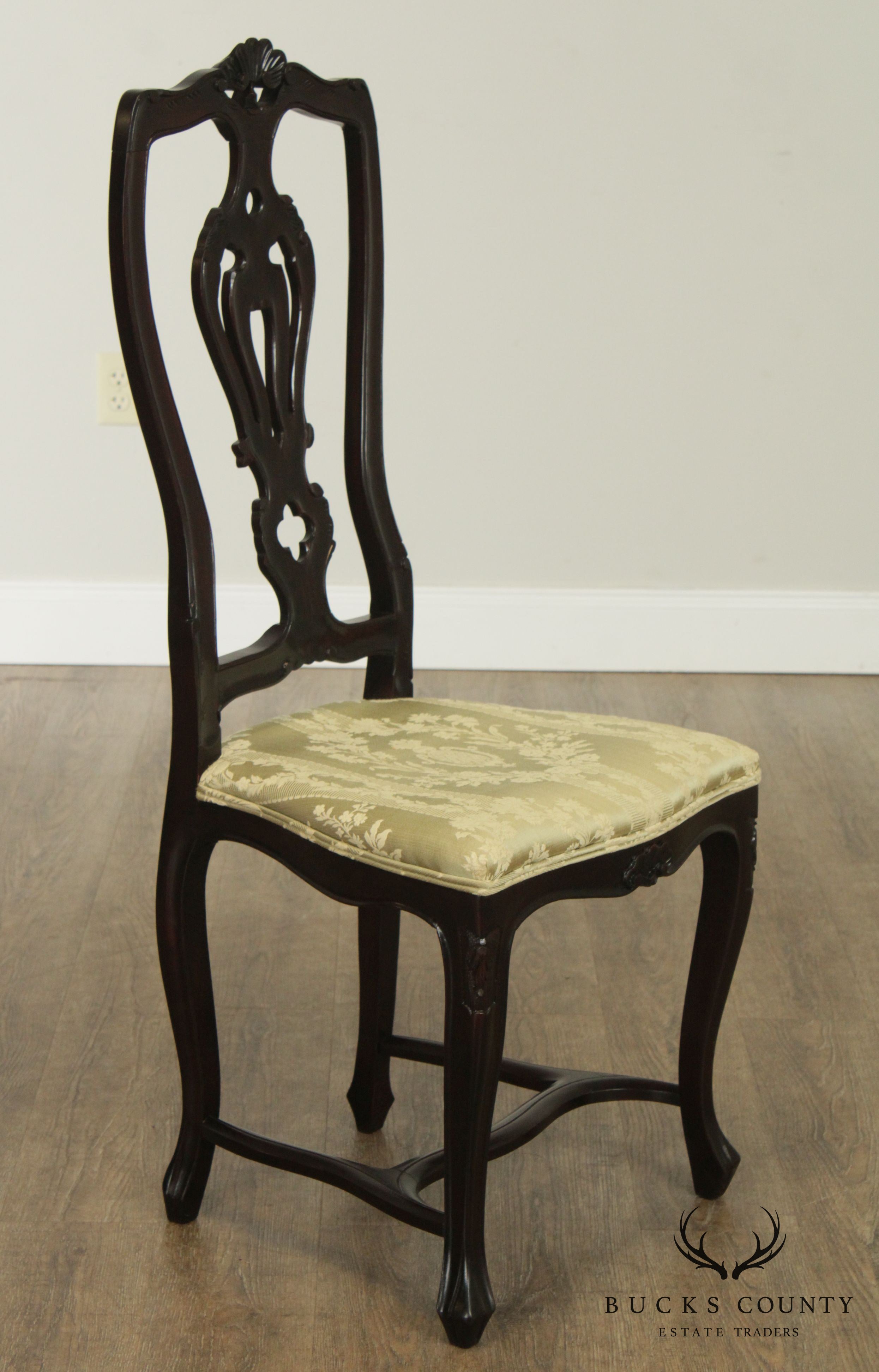 Vintage Custom Quality Set 6 Carved Provincial Style Dining Chairs