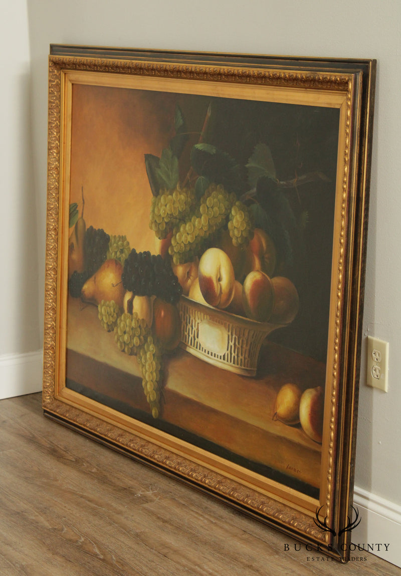 Custom Framed Still Life Oil Painting on Canvas Fruit Basket