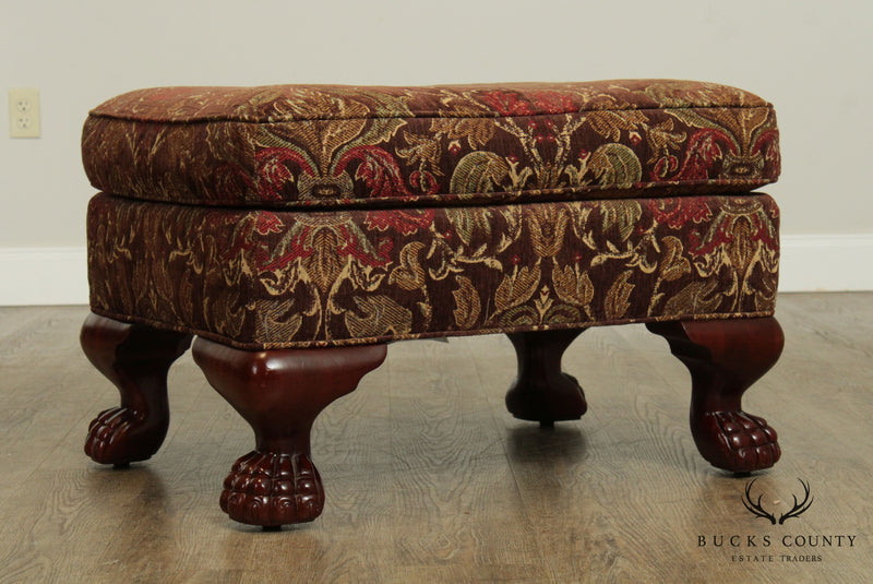 Hickory Chair George III Style Pair Claw Foot Mahogany Ottomans