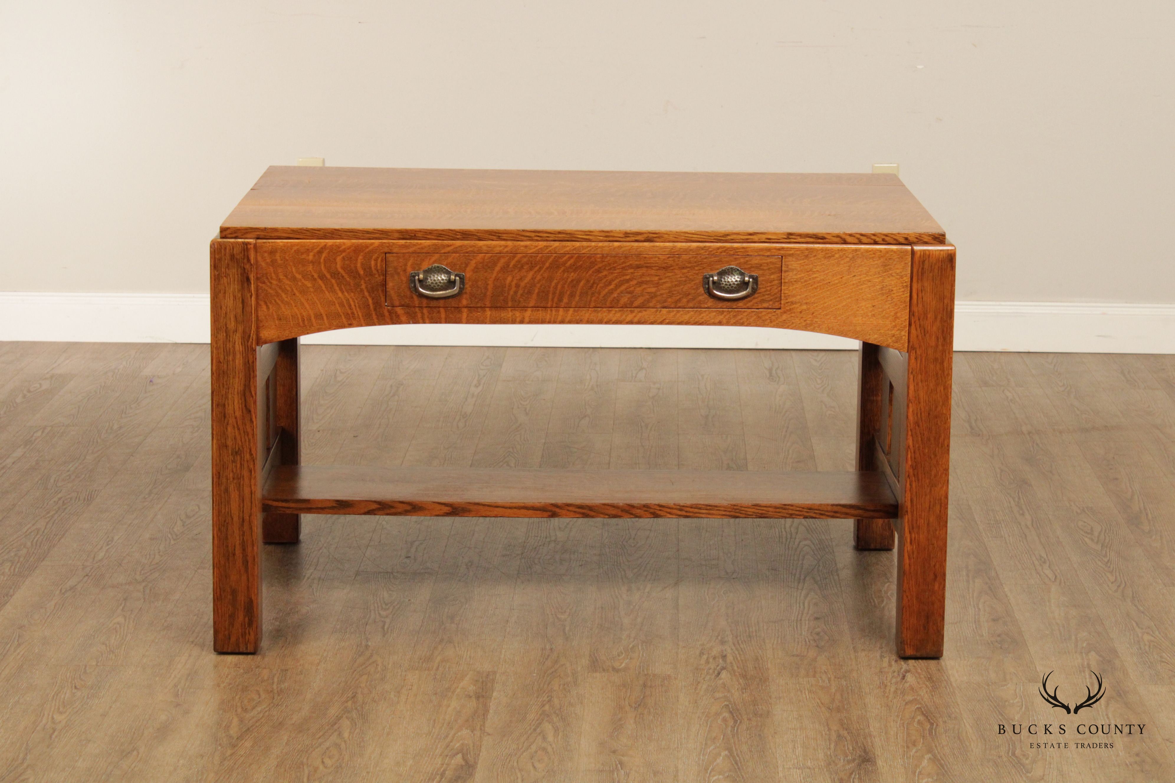 Antique Mission Oak Writing Desk or Library Table