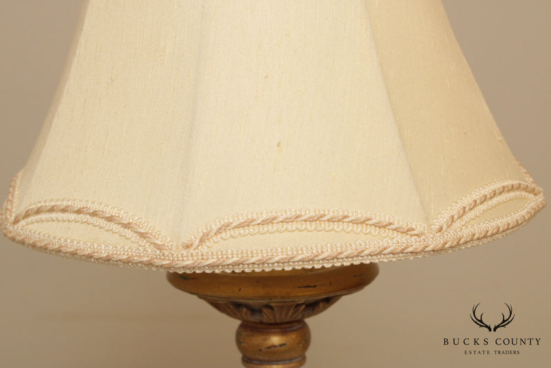 French Style Painted Gold Table Lamp with Shade