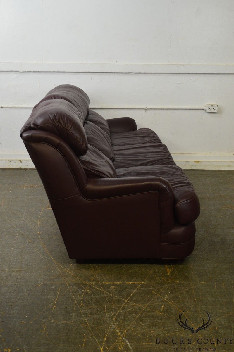 Classic Quality Leather Plum Sofa