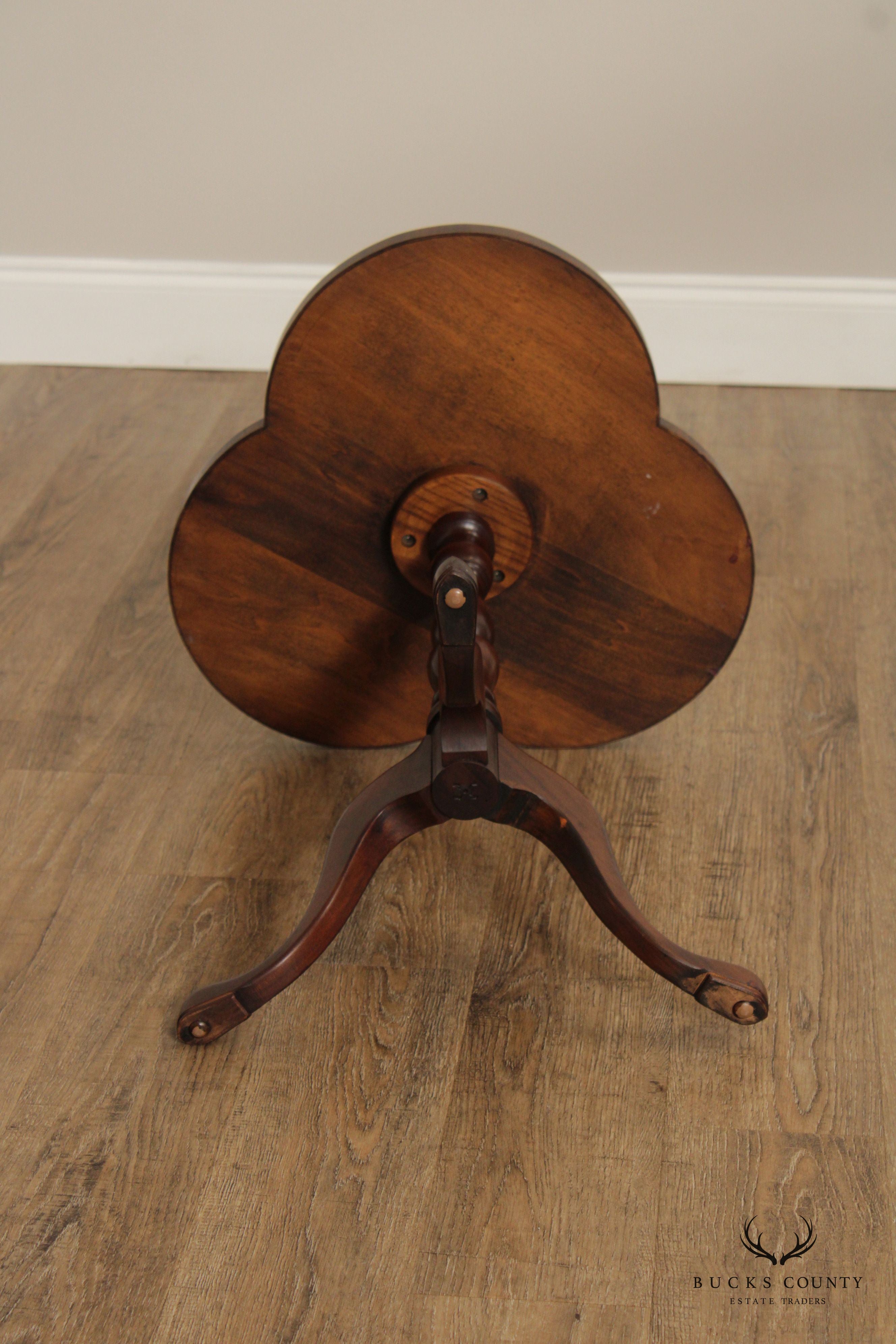 Queen Anne Style Mahogany Trefoil Tea Table