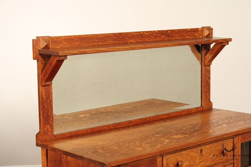 Larkin Co. Antique Mission Oak and Glass Sideboard Buffet