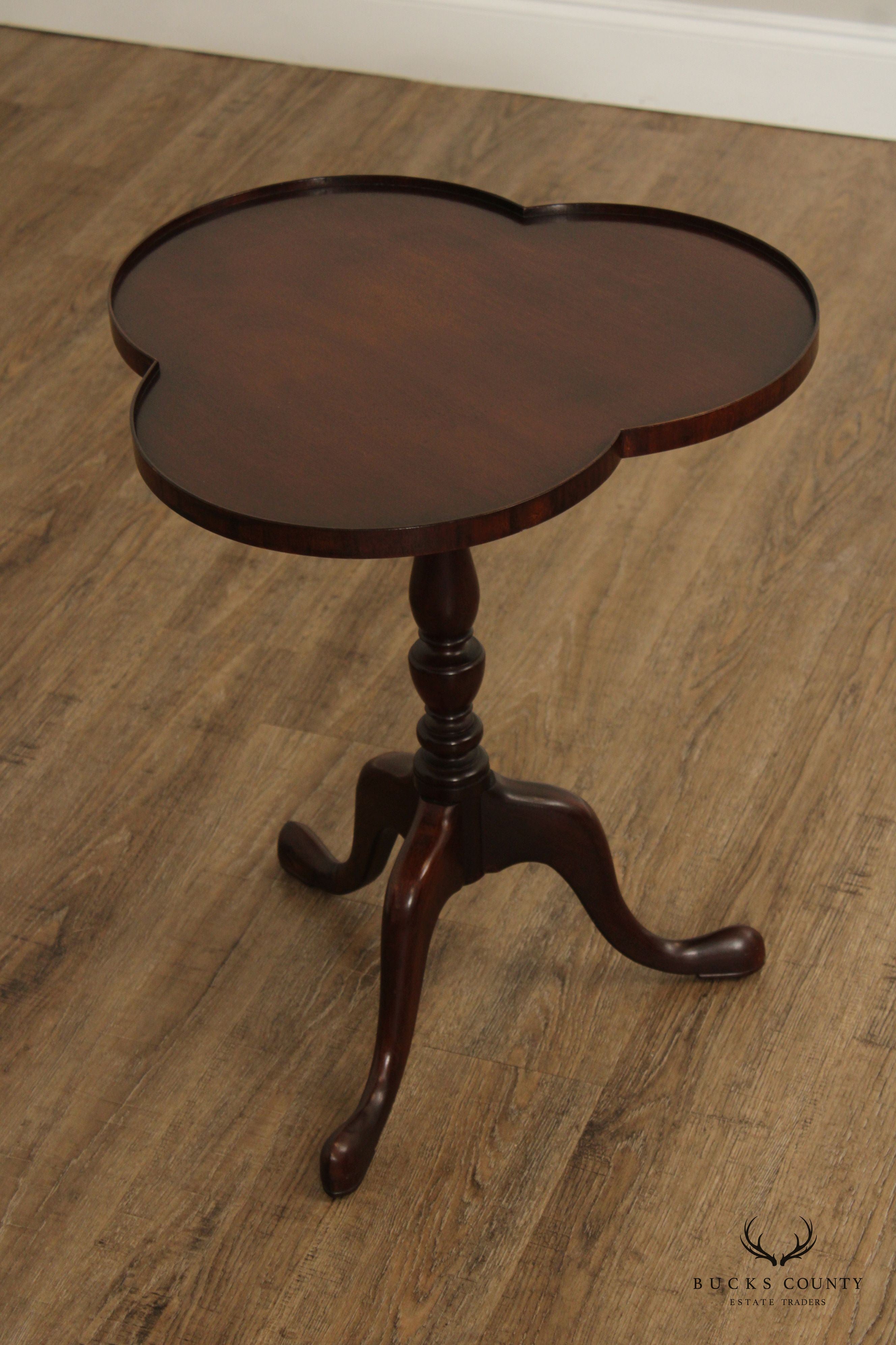 Queen Anne Style Mahogany Trefoil Tea Table