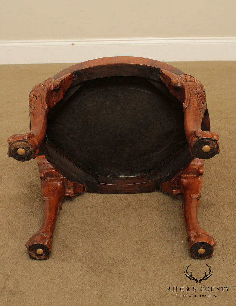 George III Style Mahogany Ball & Claw Foot Oval Stool