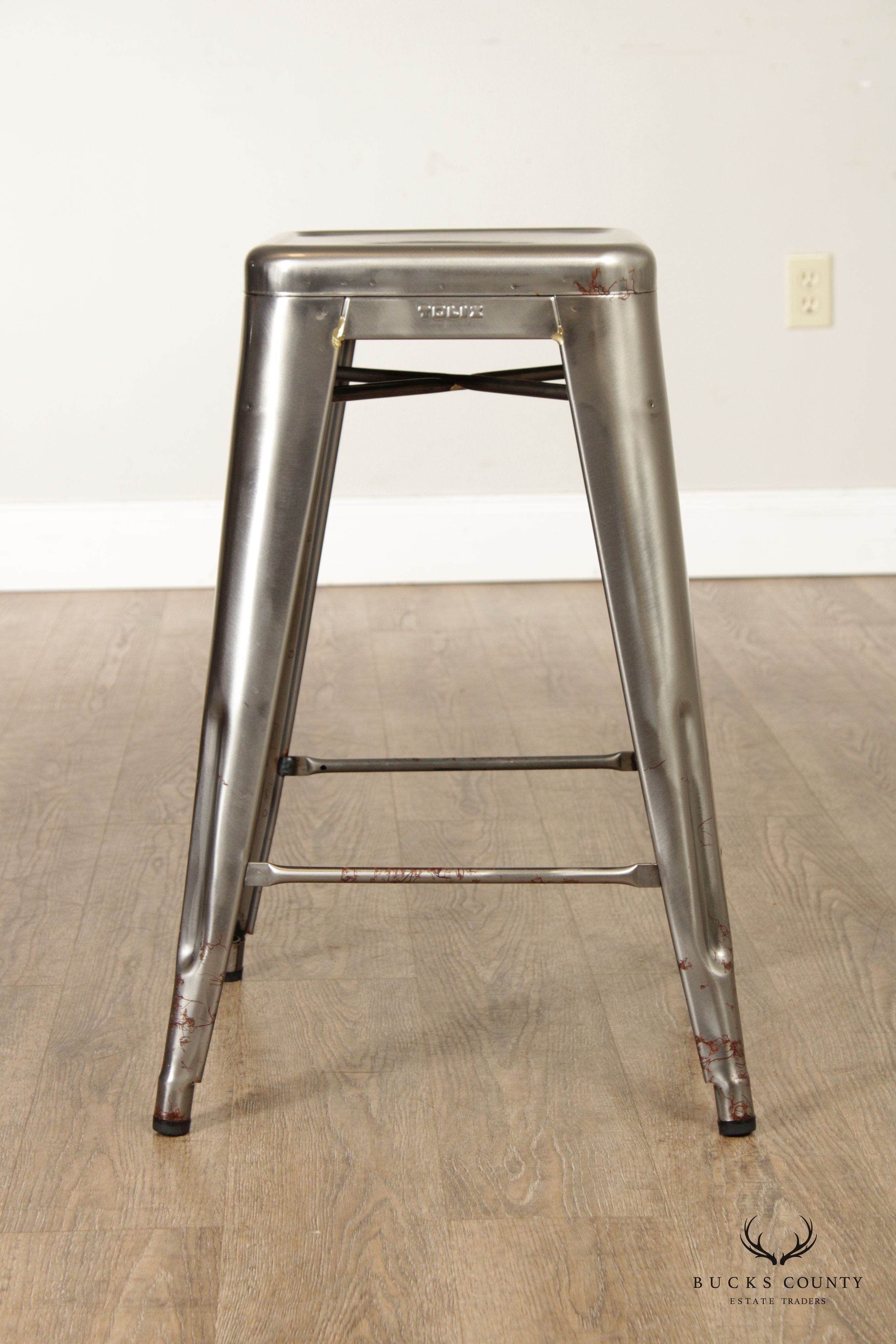 Tolix Industrial Style Set of Four Galvanized Steel Counter Stools