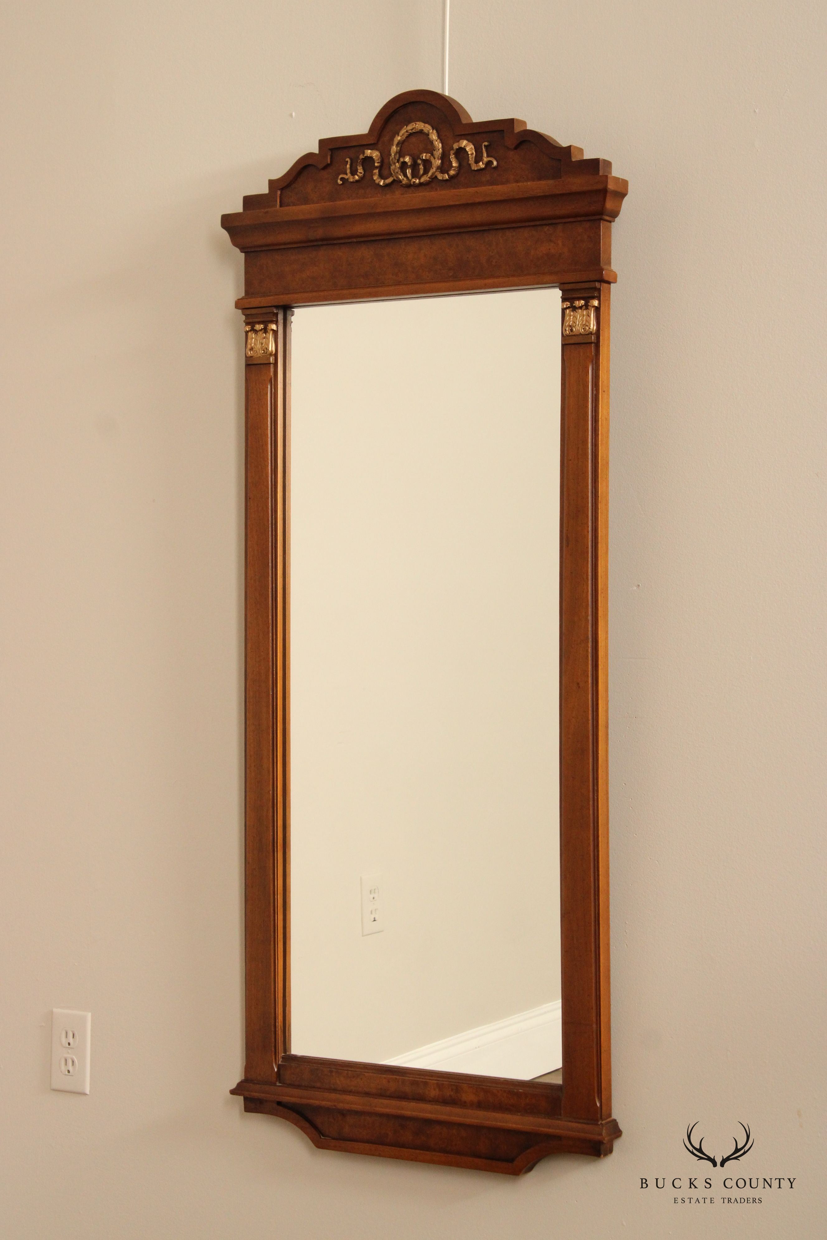 Garner Neoclassical Style Walnut Trumeau Accent Mirror