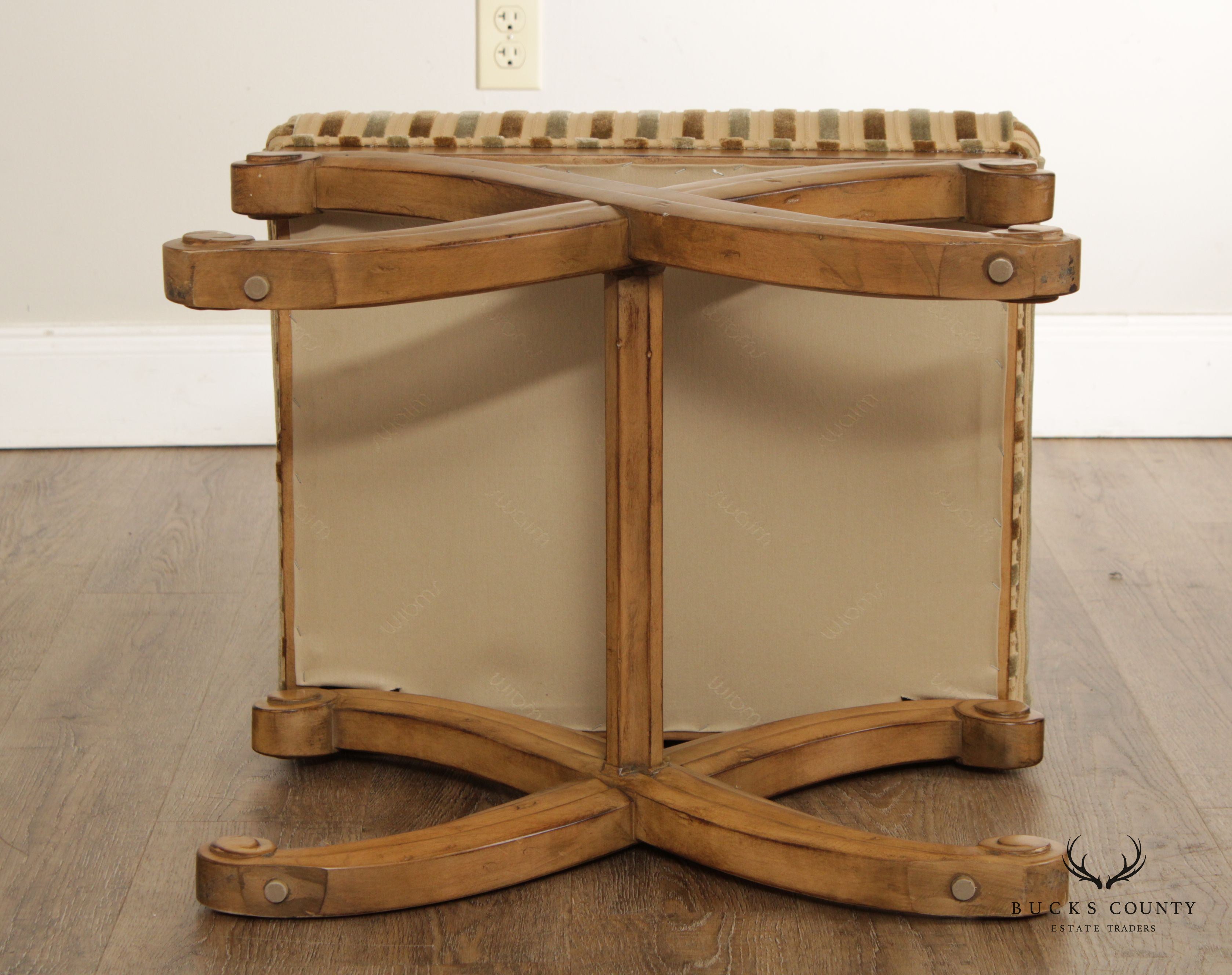 Swaim Regency Style Upholstered X-Frame Stool