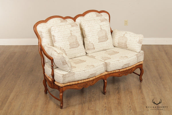 French Country Style Carved Beech Loveseat Settee