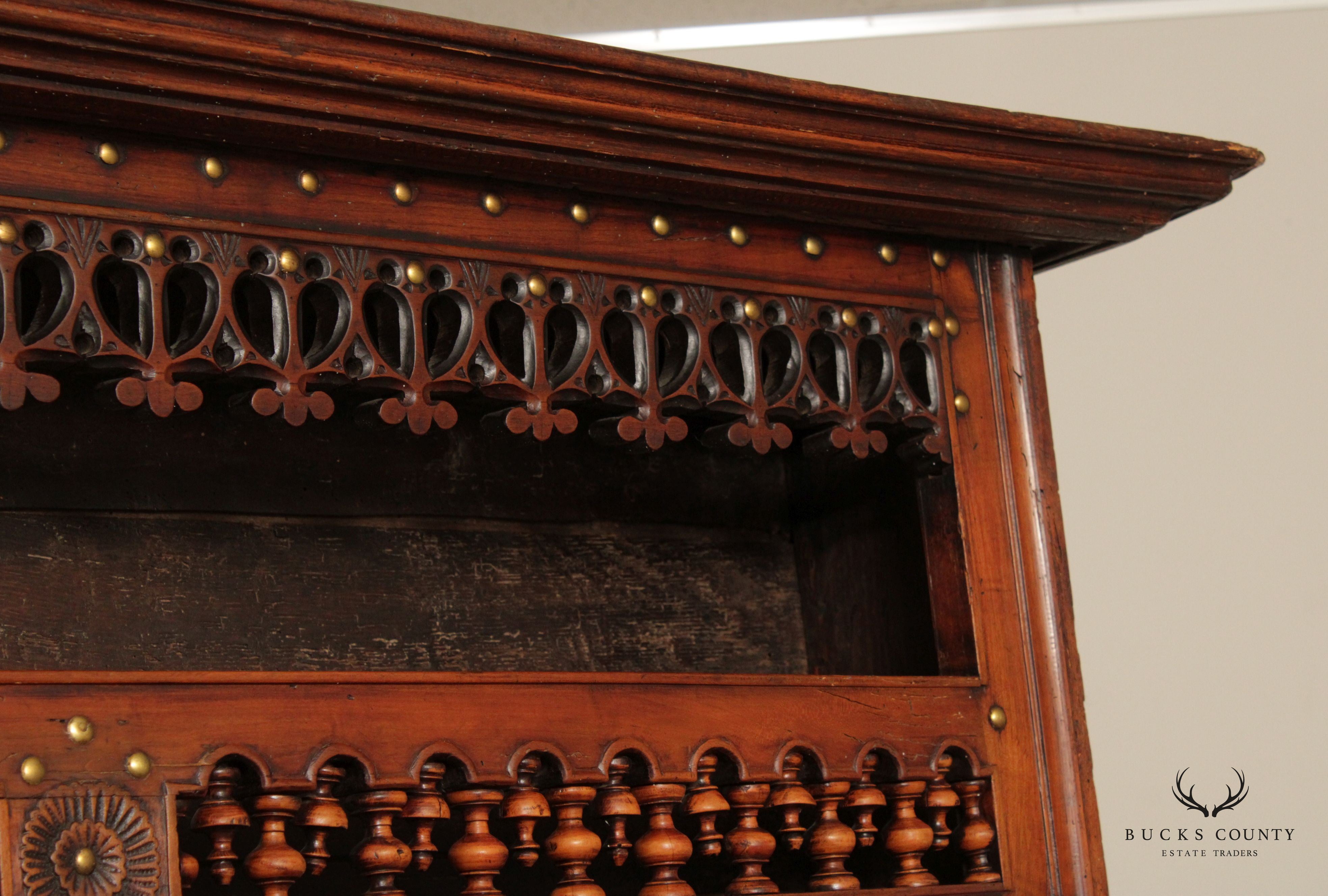 French Antique 19th C. Walnut Vaisellier Cupboard