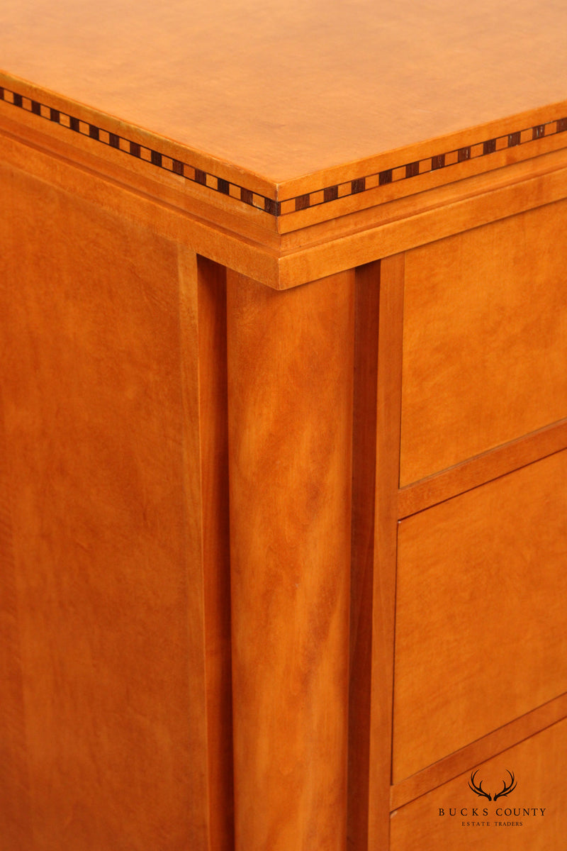 Hickory White 'Genesis' Collection Biedermeier Style Inlaid Satinwood Triple Dresser