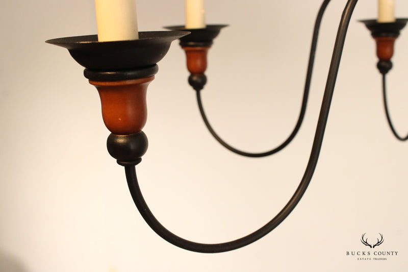 Provincial Style 6-Light Wooden and Iron Chandelier