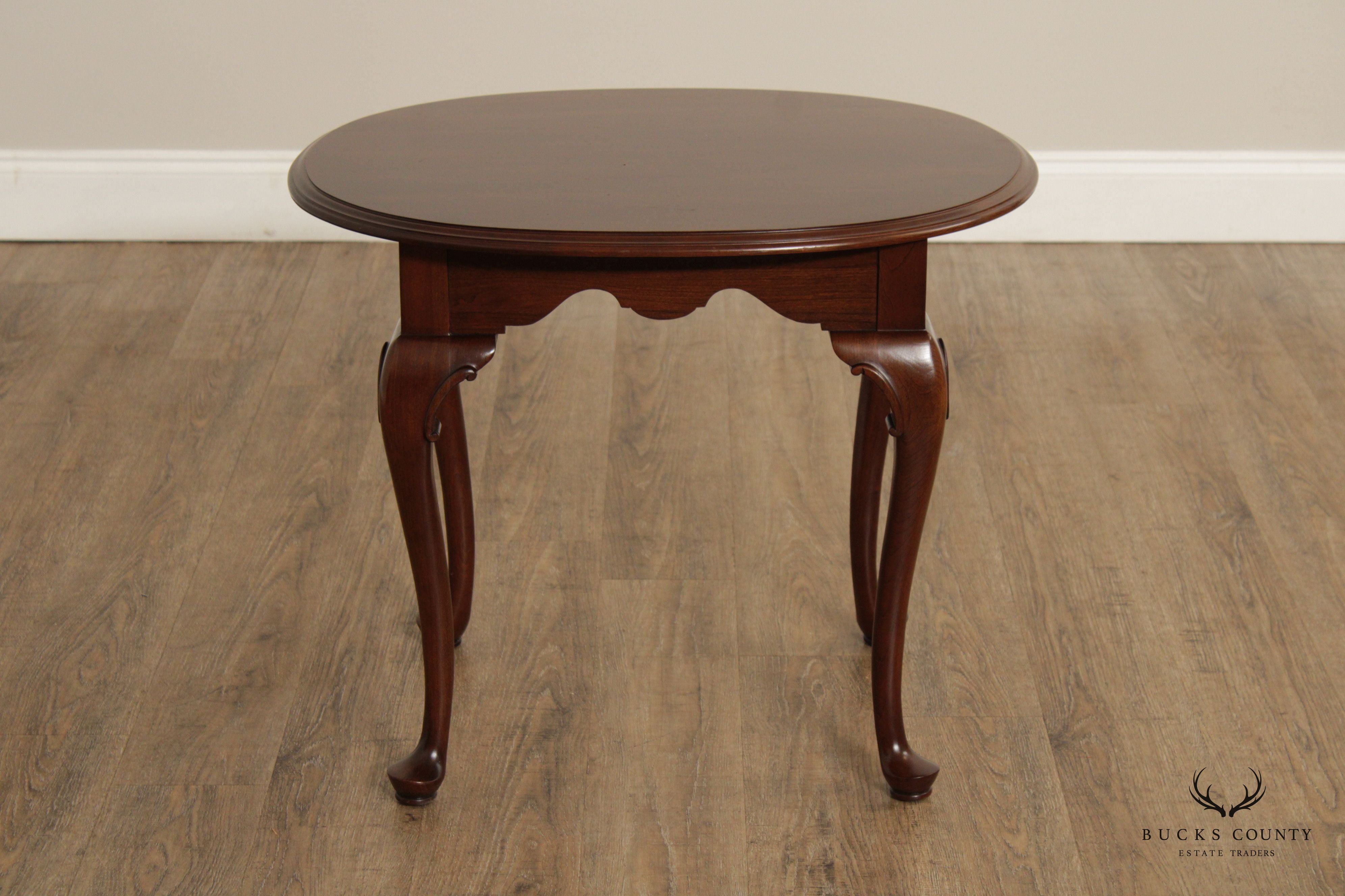 Ethan Allen 'Georgian Court' Queen Anne Style Carved Cherry End Table