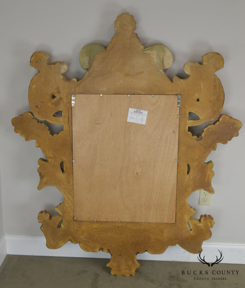 Quality Hand Painted Large Carved Wood Frame Beveled Wall Mirror