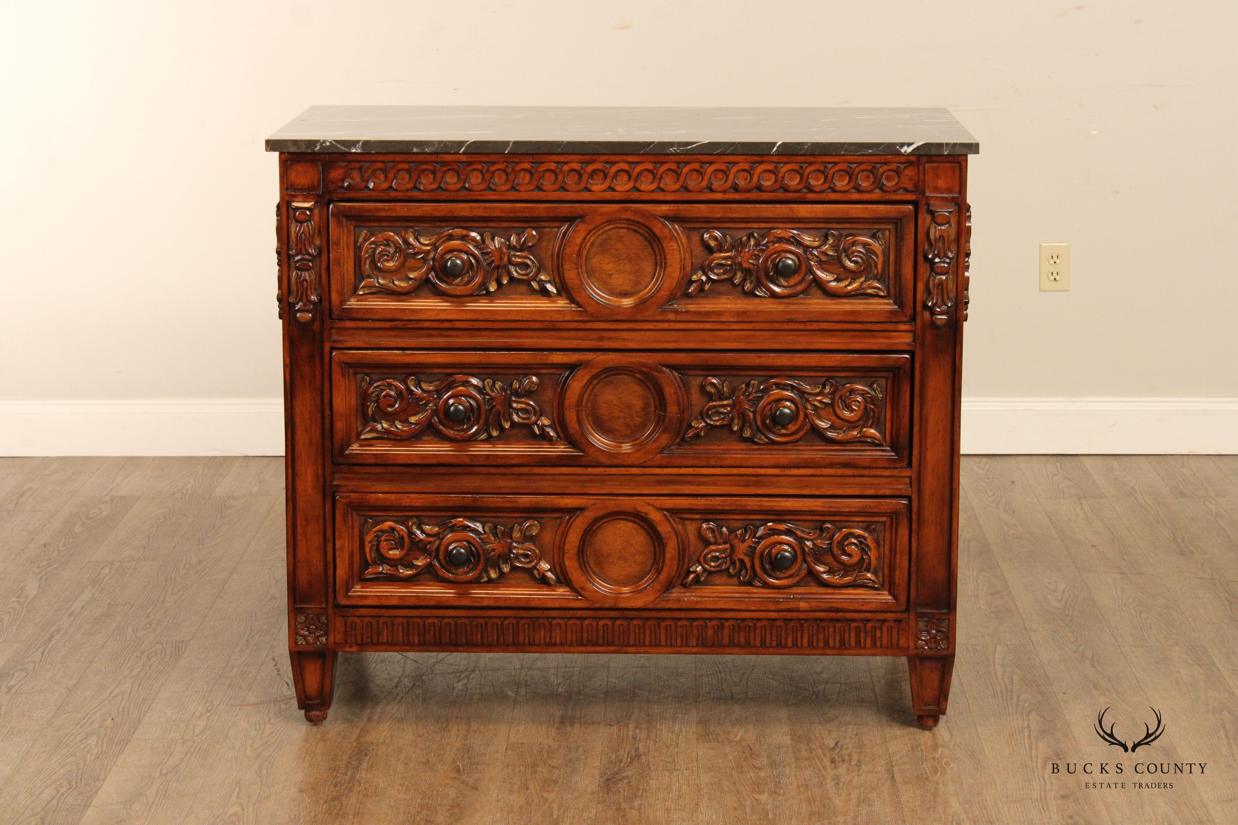 Italian Louis XVI Style Marble Top Chest of Drawers