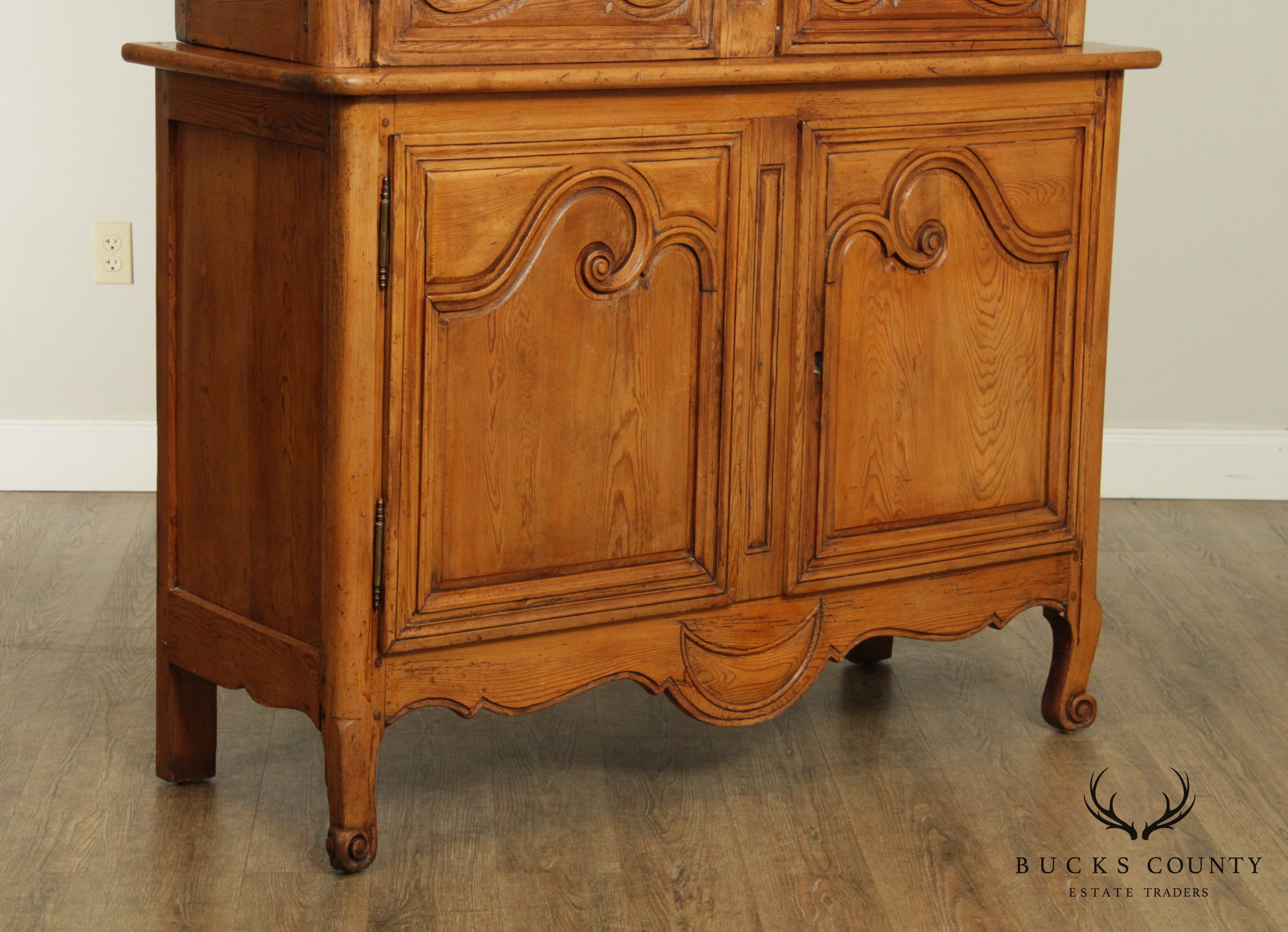 Antique 19th Century French Buffet Deux Corps Pine Cabinet