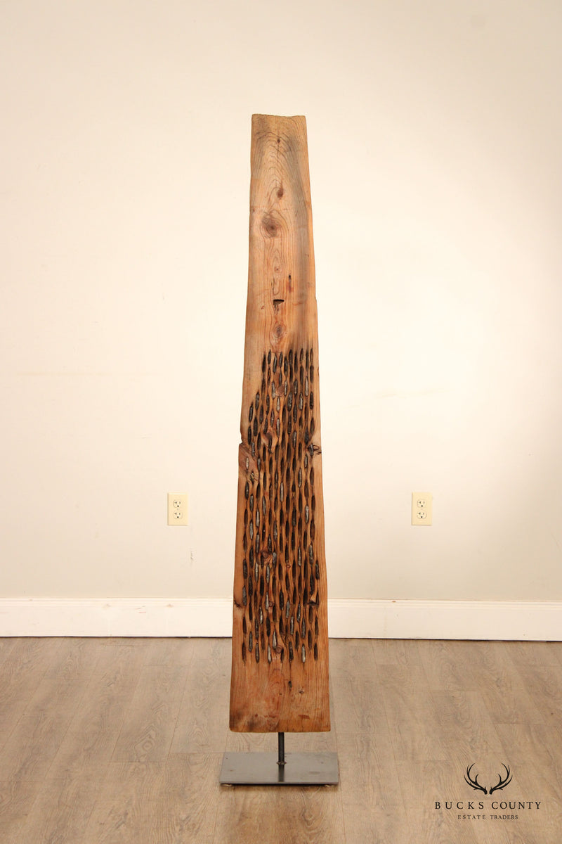 Vintage Abstract Reclaimed Natural Wood Tall Sculpture