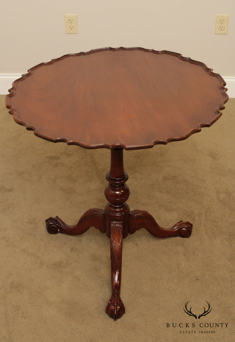 Chippendale Style Custom Mahogany Ball & Claw Tilt Top Pie Crust Table