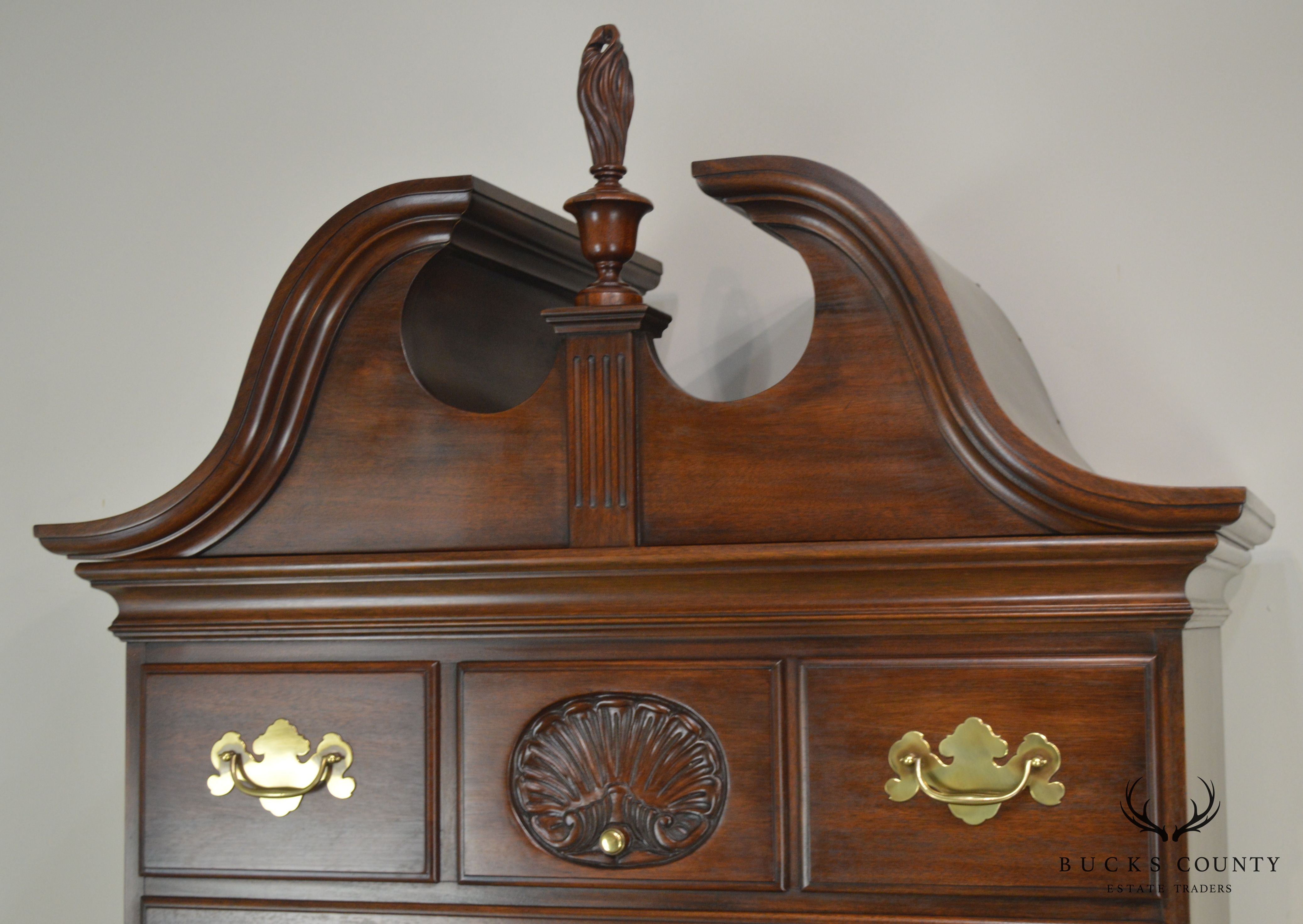 Henkel Harris Mahogany Queen Anne Philadelphia Bonnet Top Highboy