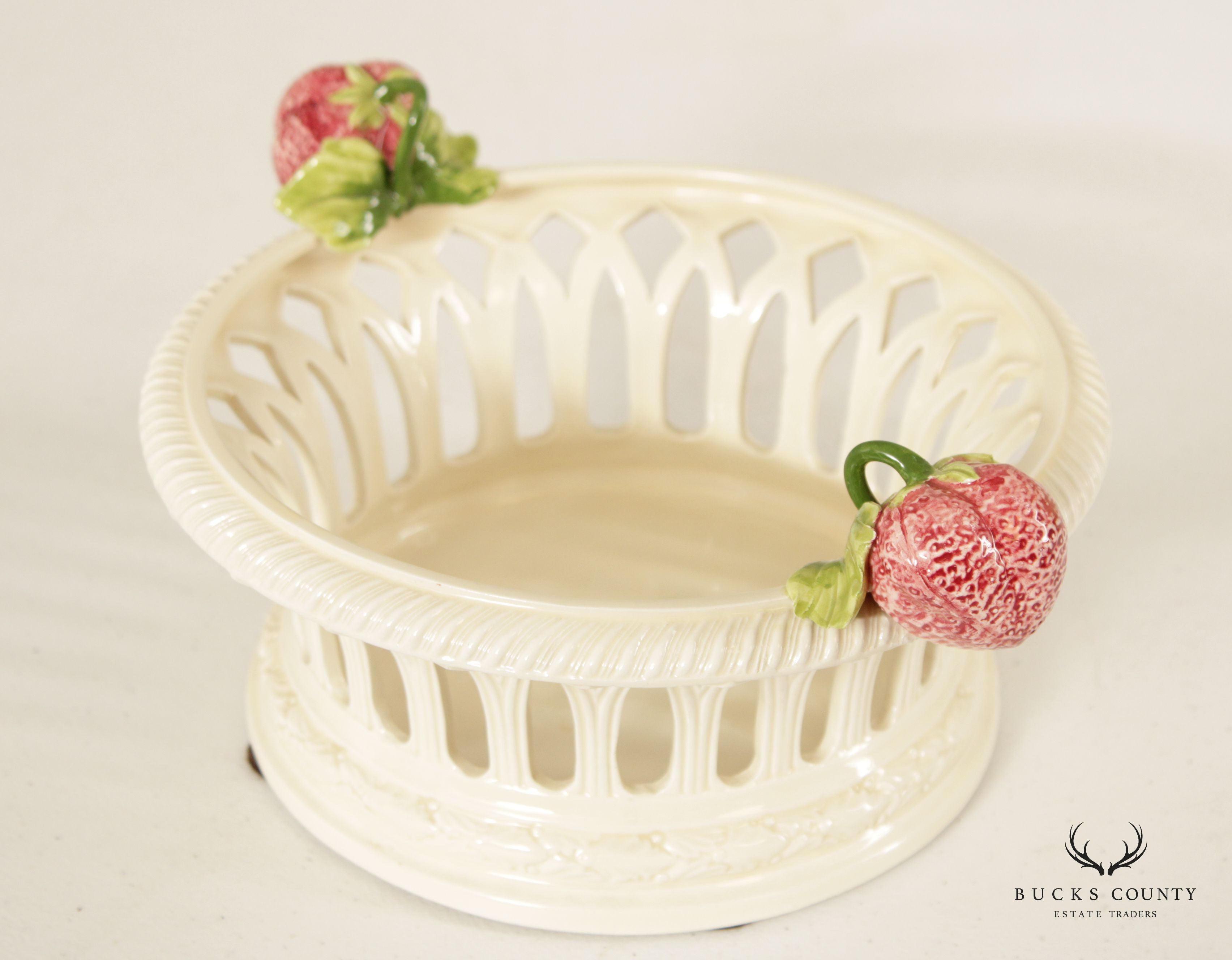 Vintage Italian Ceramic Strawberry Basket